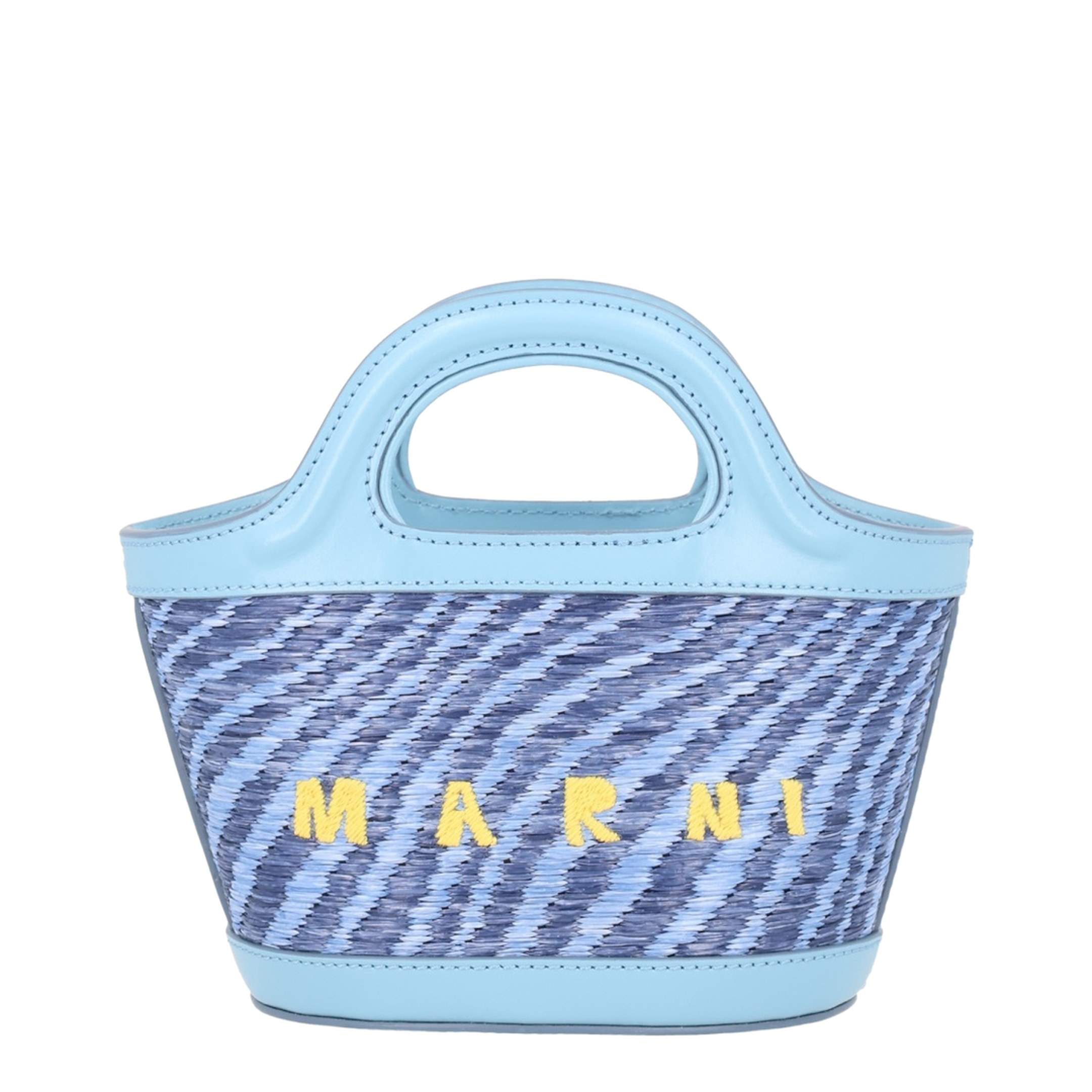 Blue Wavy Raffia-Effect Tropicalia Micro Bag