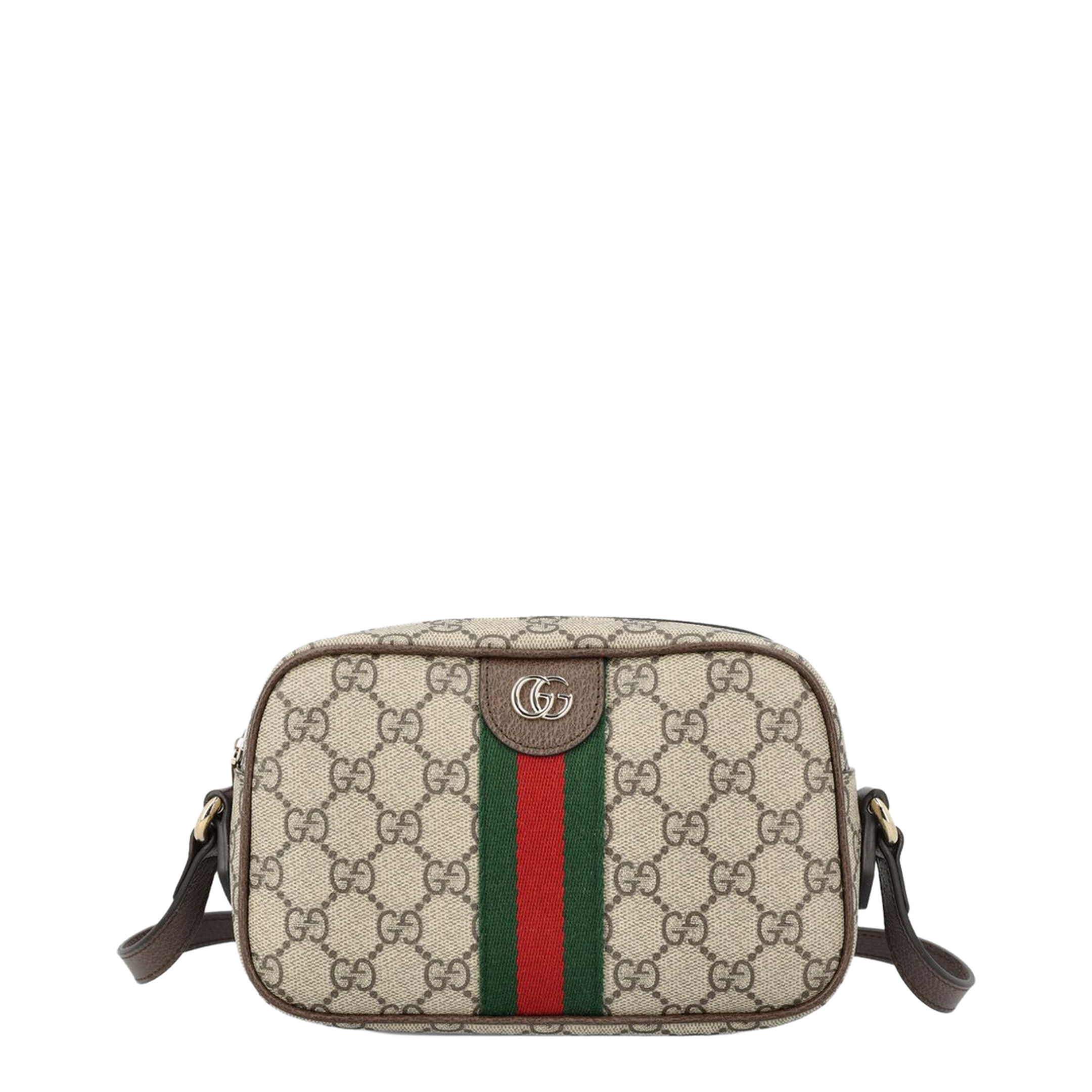 Ophidia Small Camera Bag in Beige and Brown GG Fabric