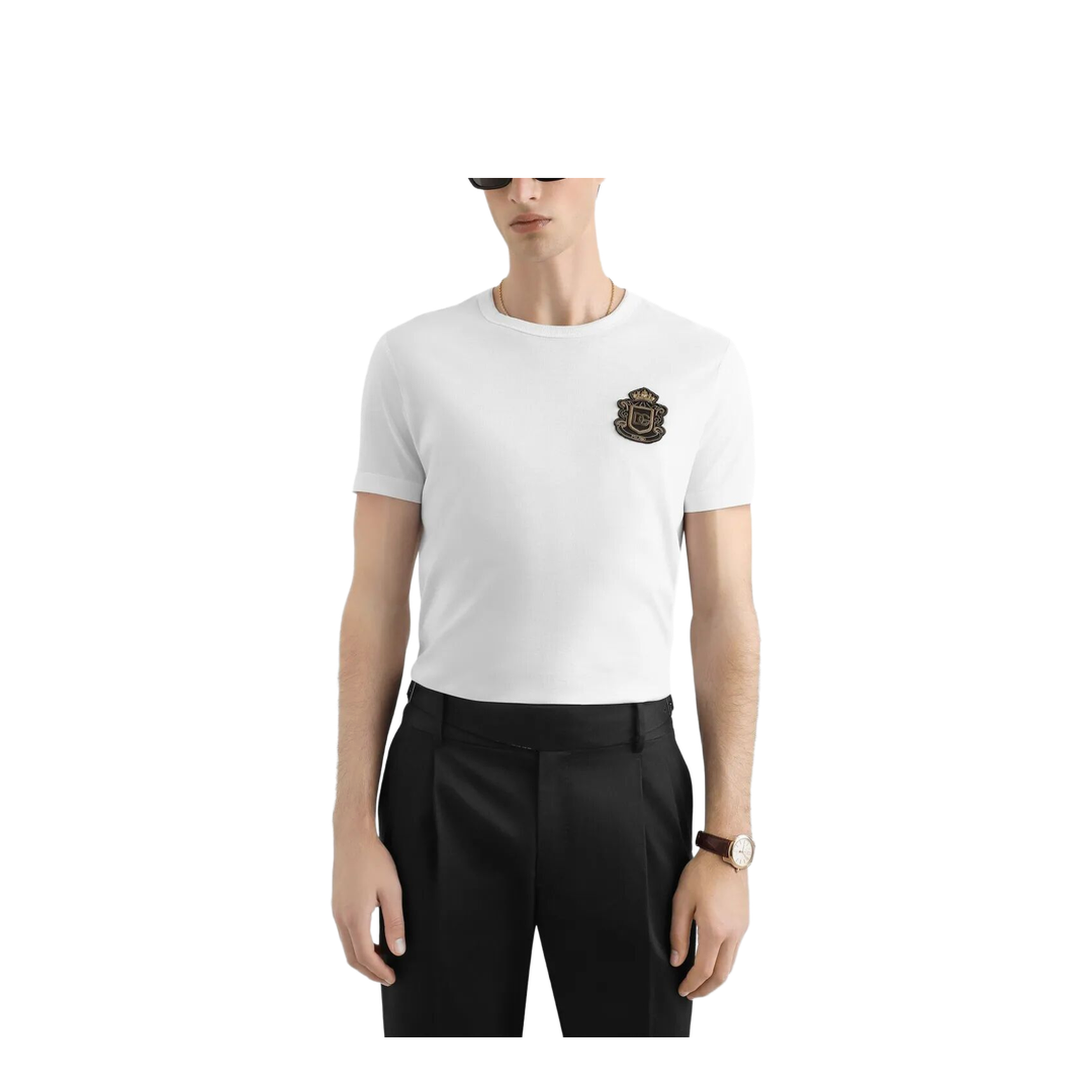 MAYFEYR - Dolce & Gabbana - Cotton T-Shirt With Logo Crest - G8PT1ZG7PZU