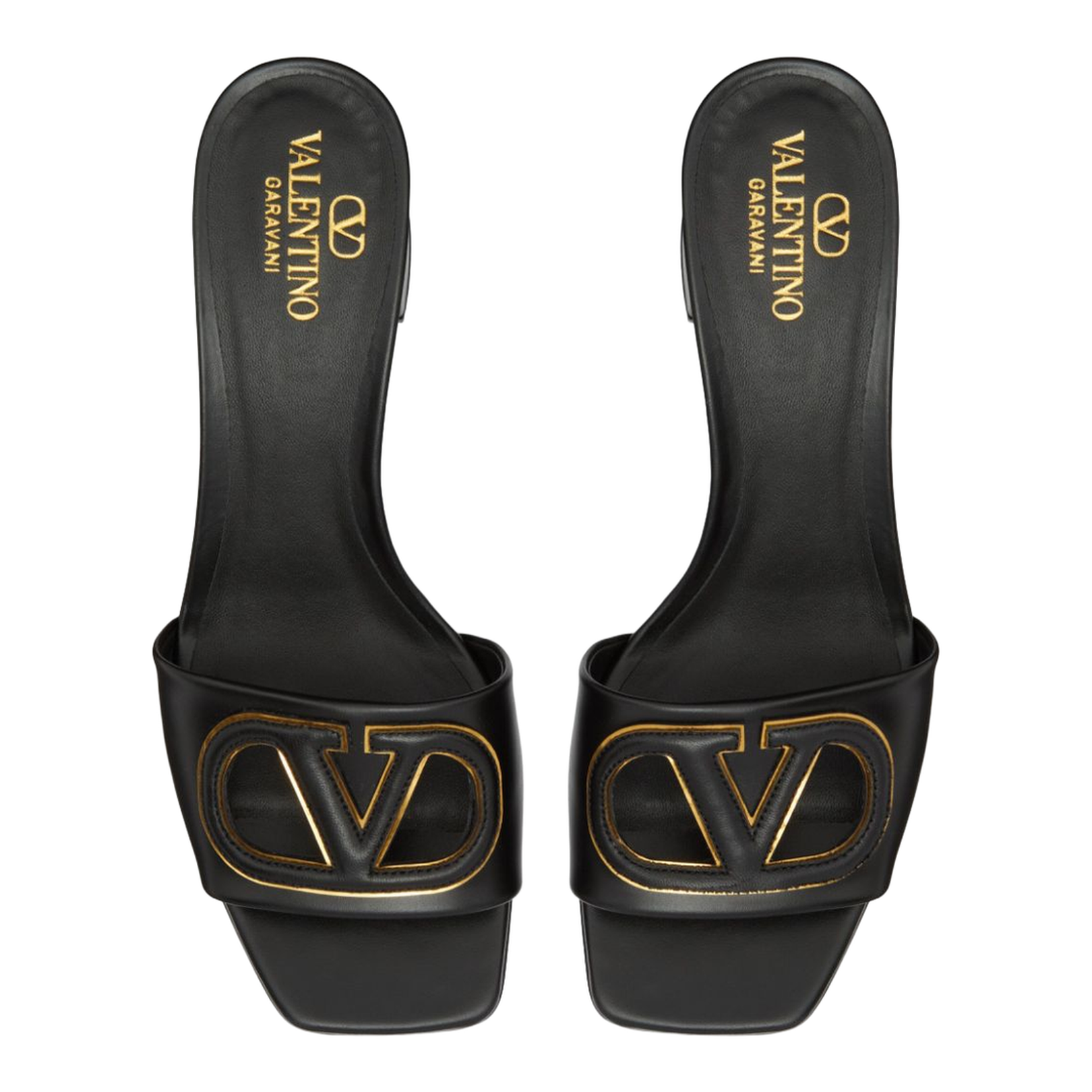 VLogo Cut-Out Leather Mules