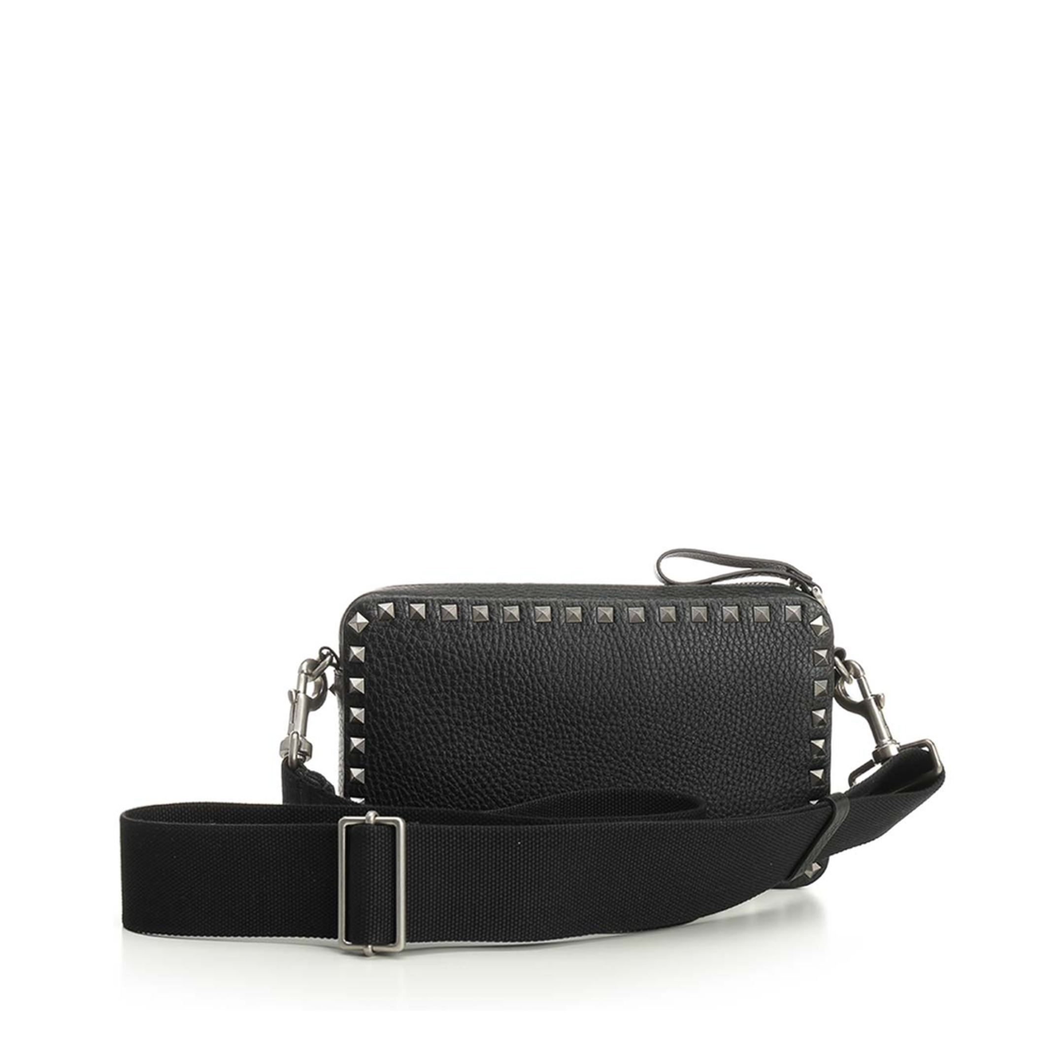 Grained Leather Rockstud Shoulder Bag