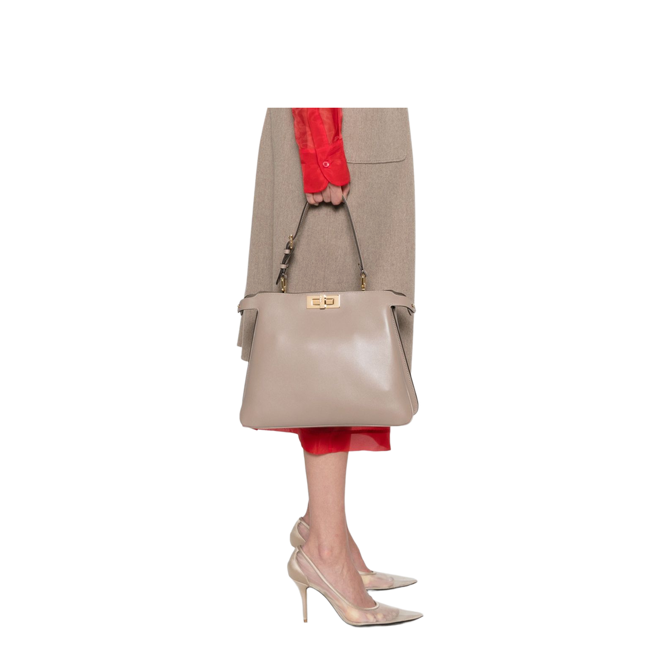 Peekaboo Leather Top Handle Bags - Beige
