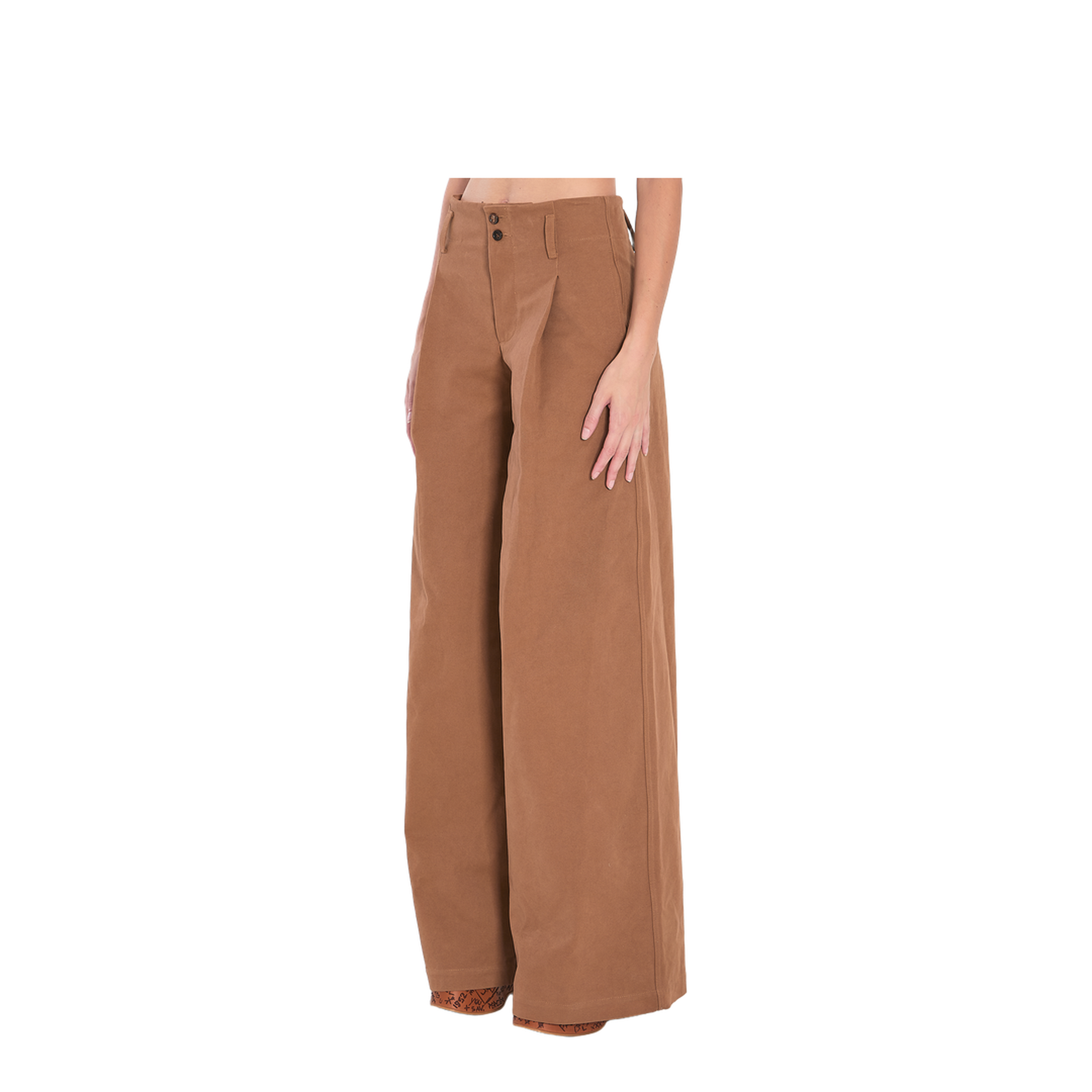 High-rise wide-leg pants in cotton canvas