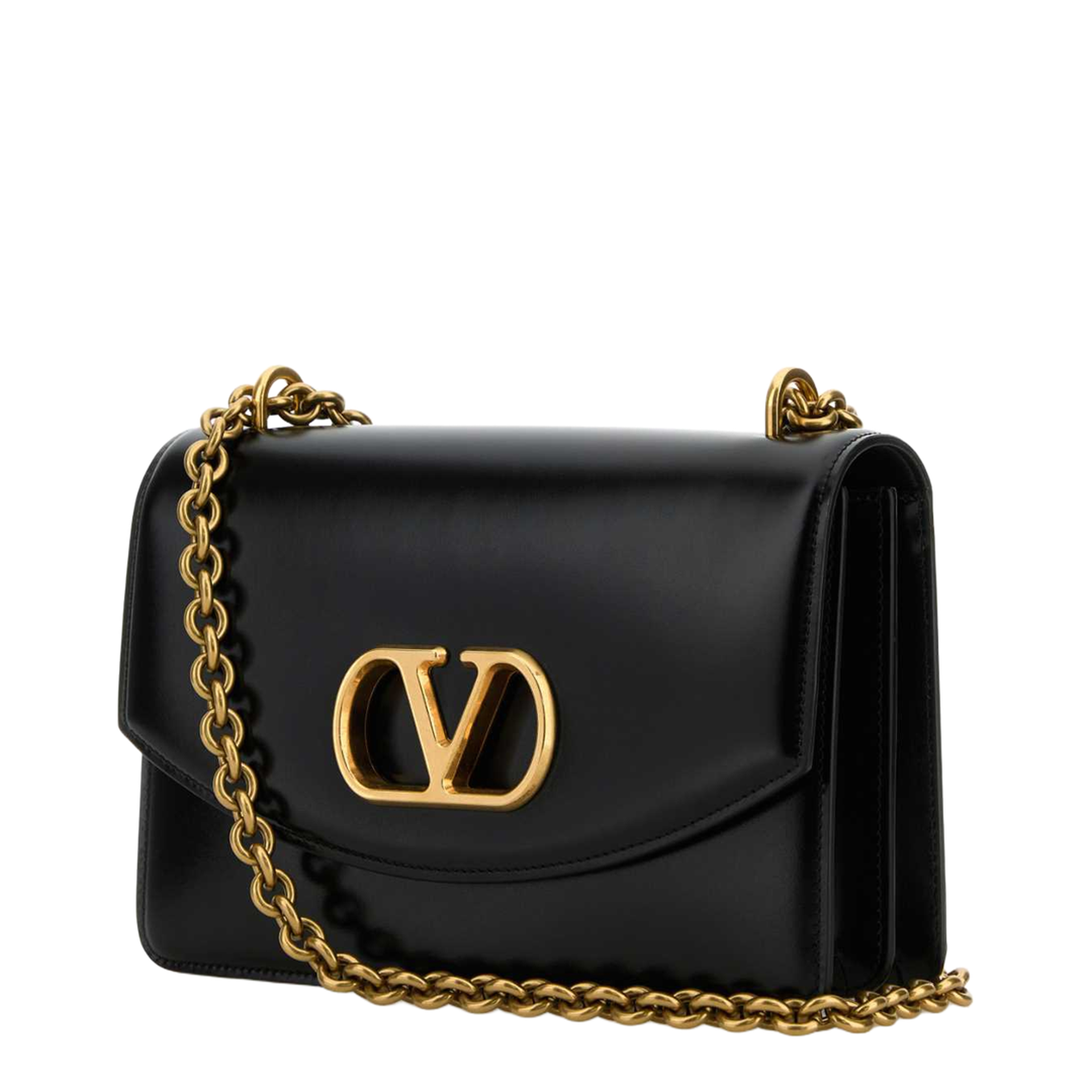 Black Leather Vain Shoulder Bag