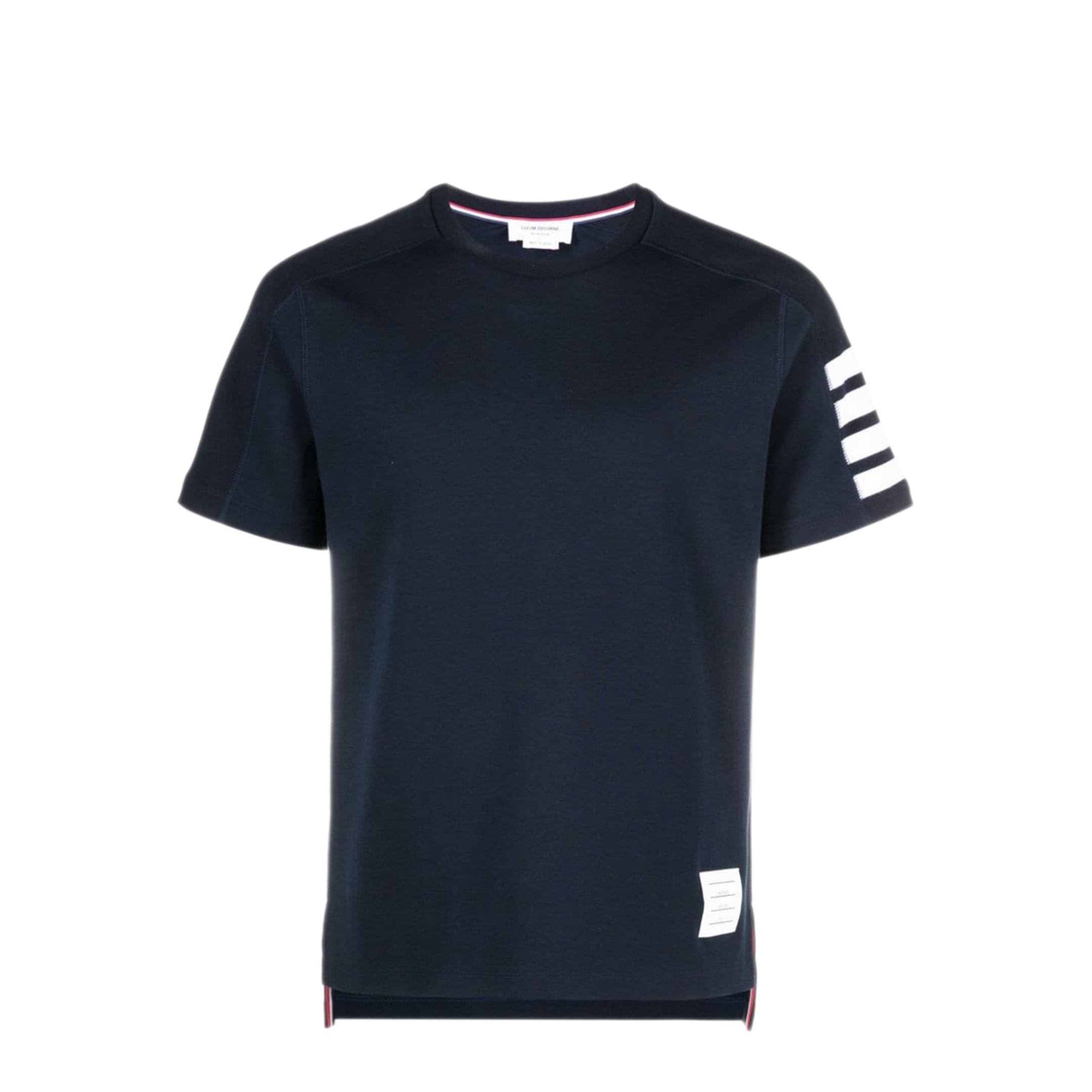 MAYFEYR - Thom Browne - Short Sleeve Tee With 4 Bar Stripe In Milano Cotton - MJS246A07323415