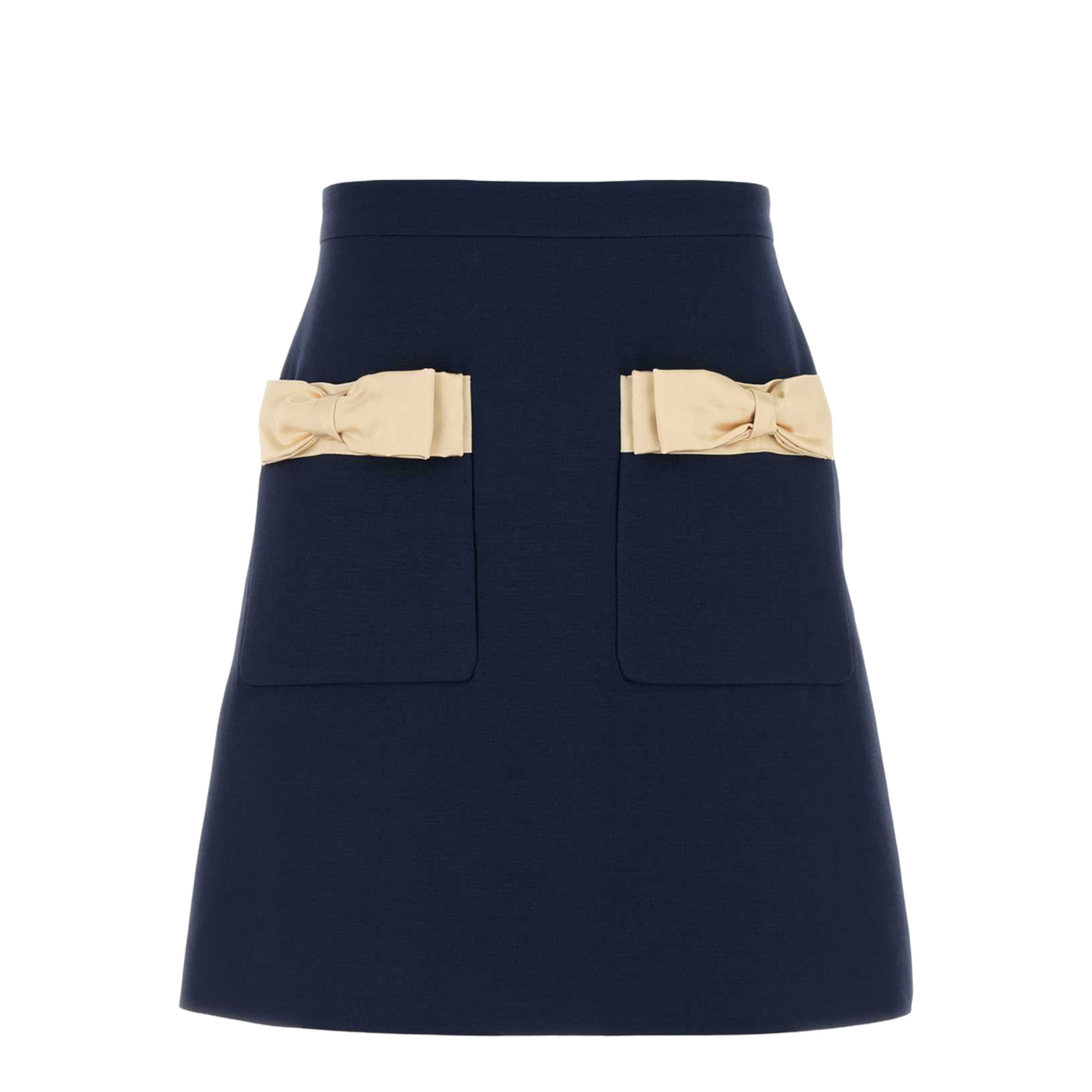 Navy Blue Wool Blend Skirt