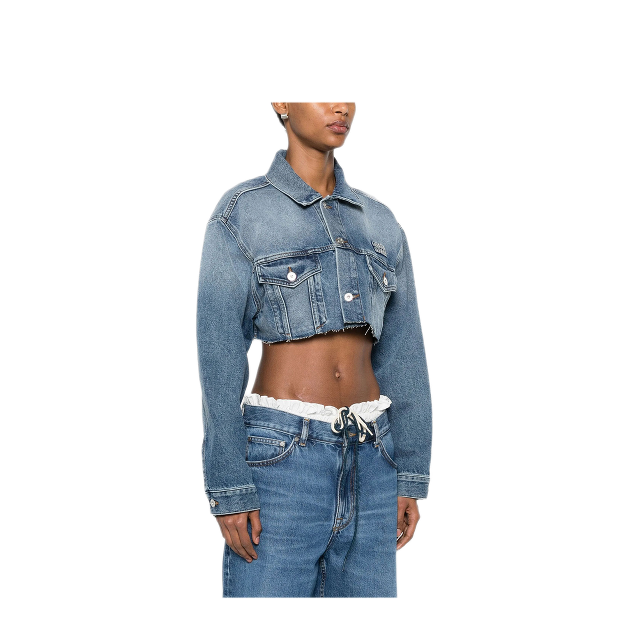 MAYFEYR - MIUMIU - Cropped Washed Denim Jacket - GWB314SOOO197UF0008