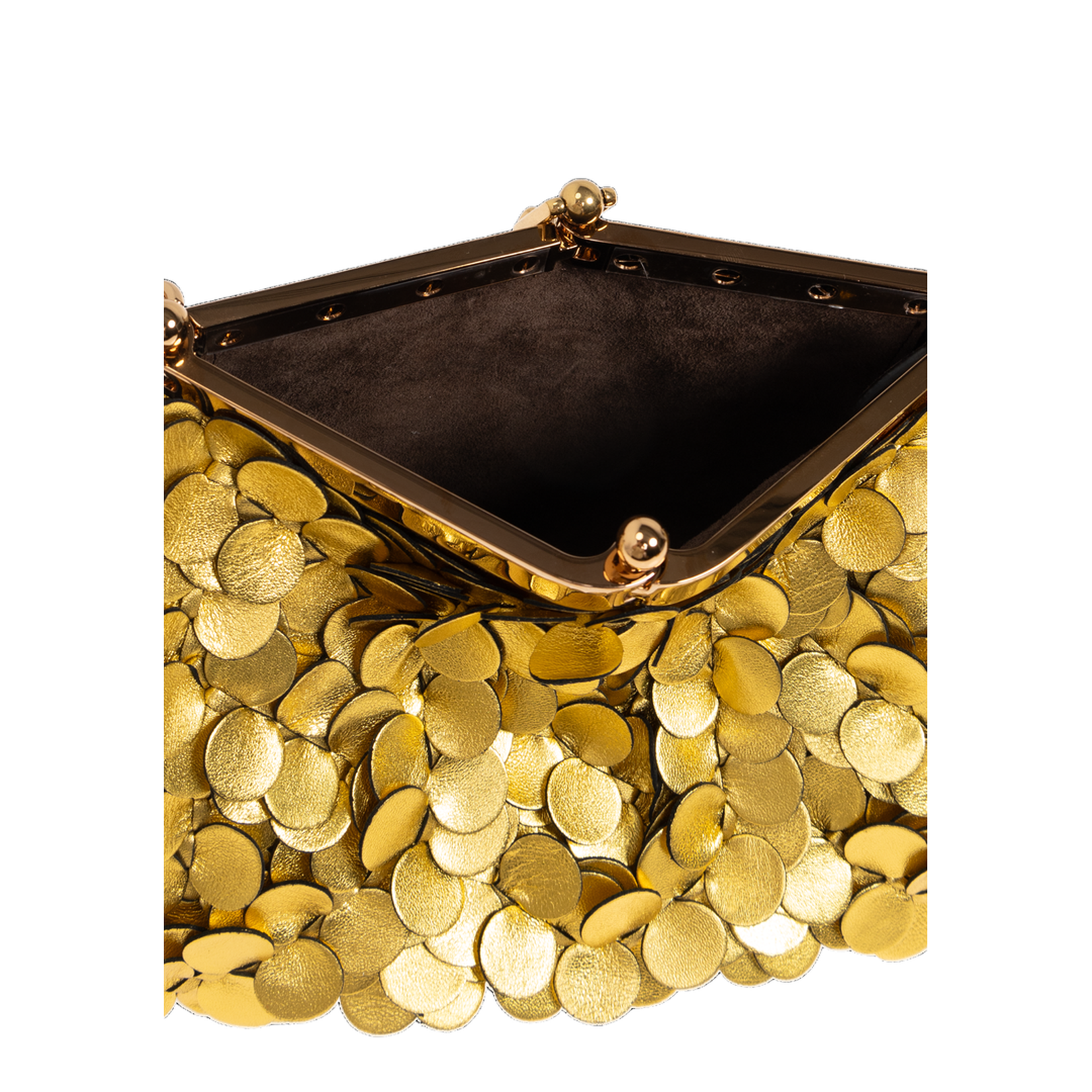 Small Leather Vela Bag with Laminated Sequins