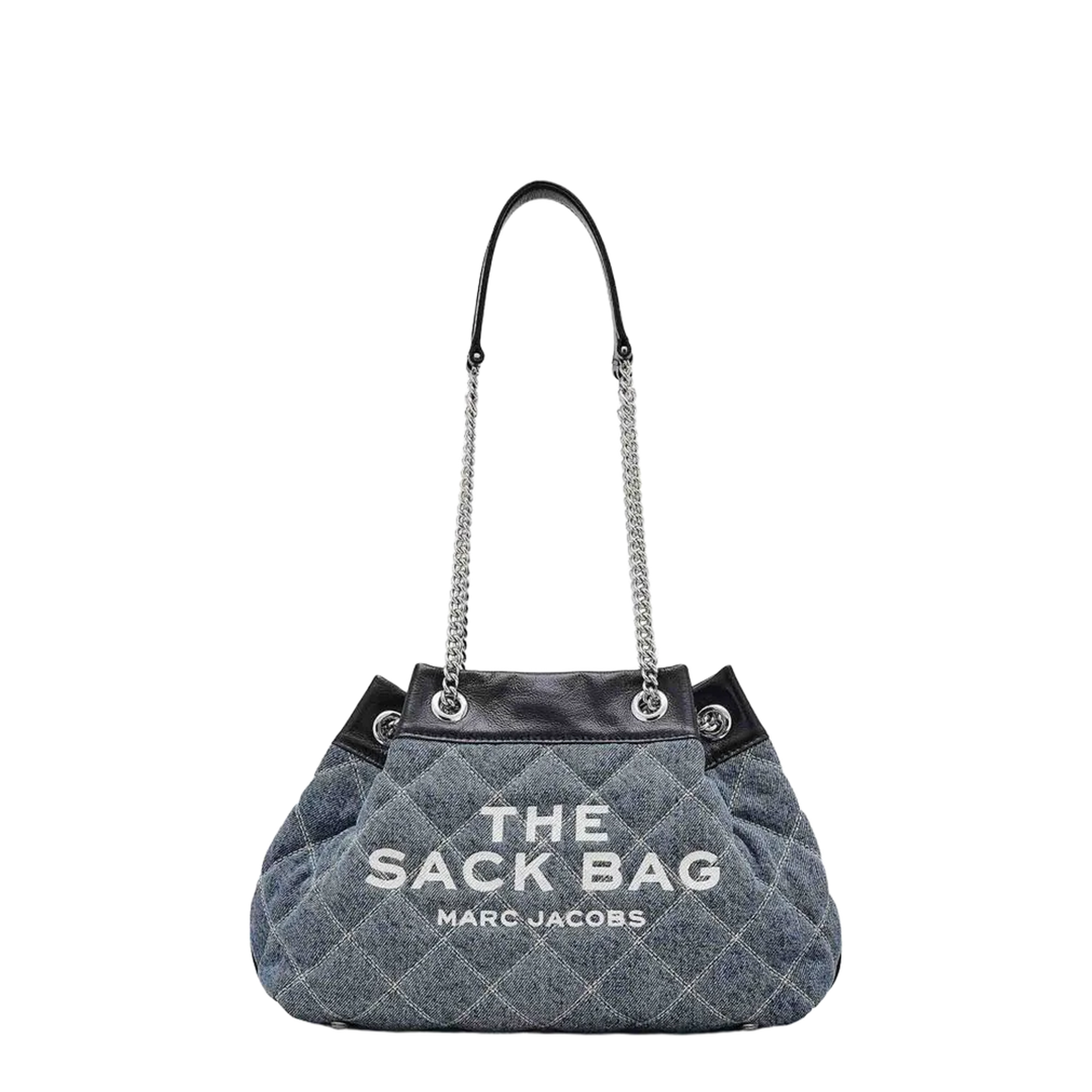 Quilted Denim Large Chain Sack Tote