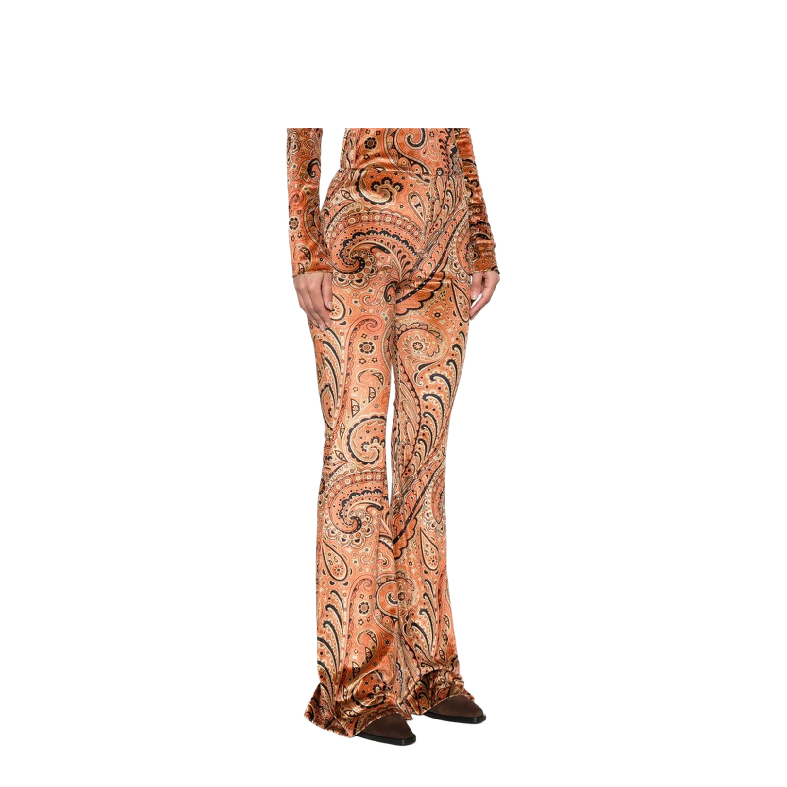 Paisley-Print Flared Viscose Trousers