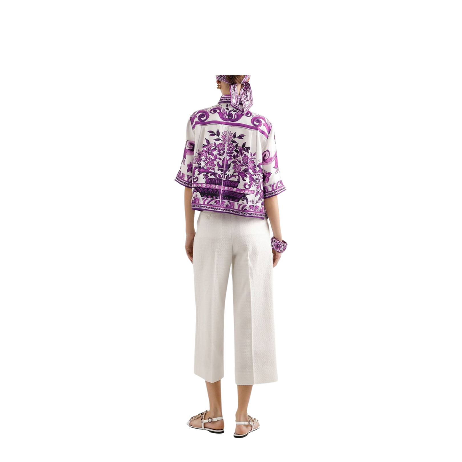 Majolica-print Silk Shirt in Multicolor