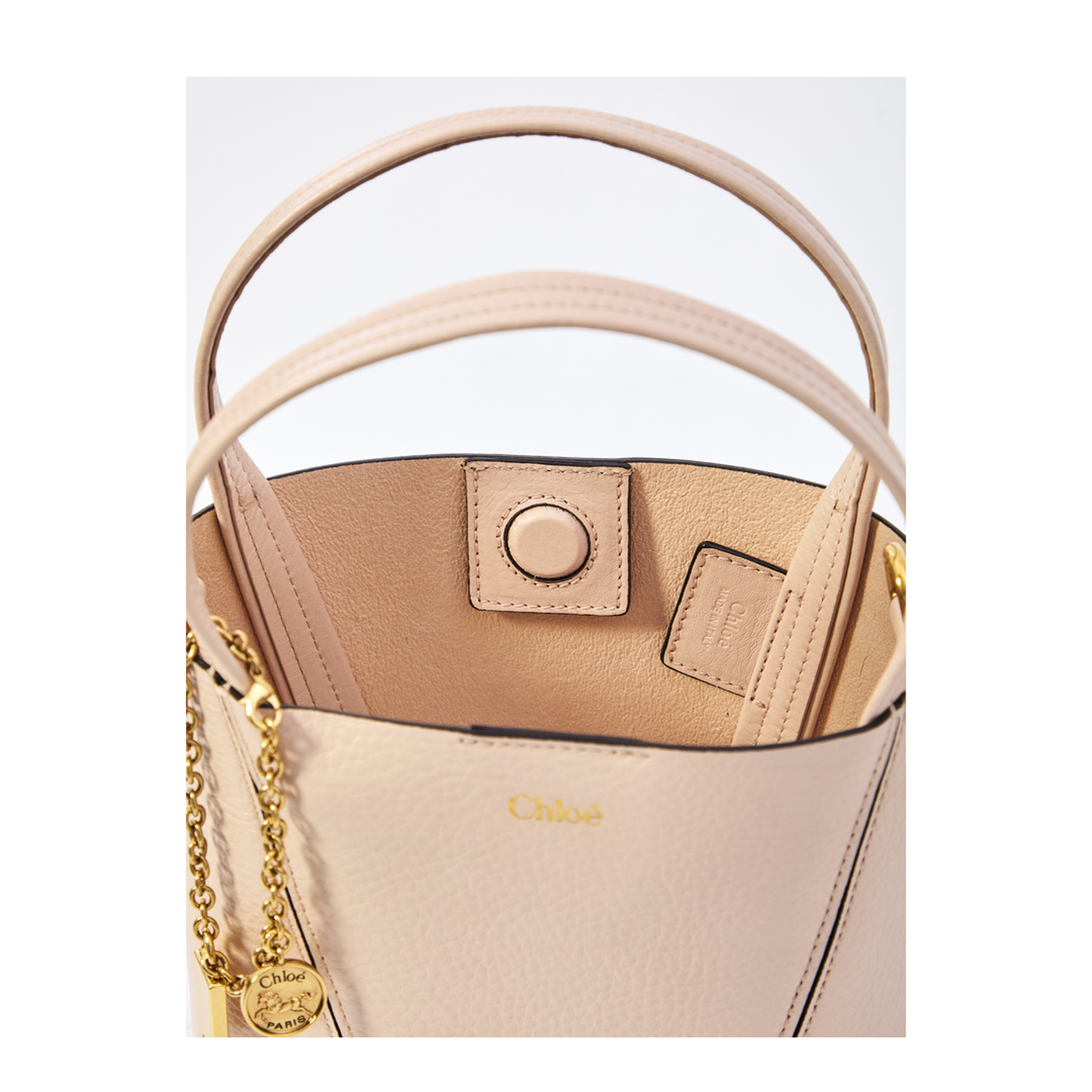 Spin Small Grained Leather Tote - Cement Pink