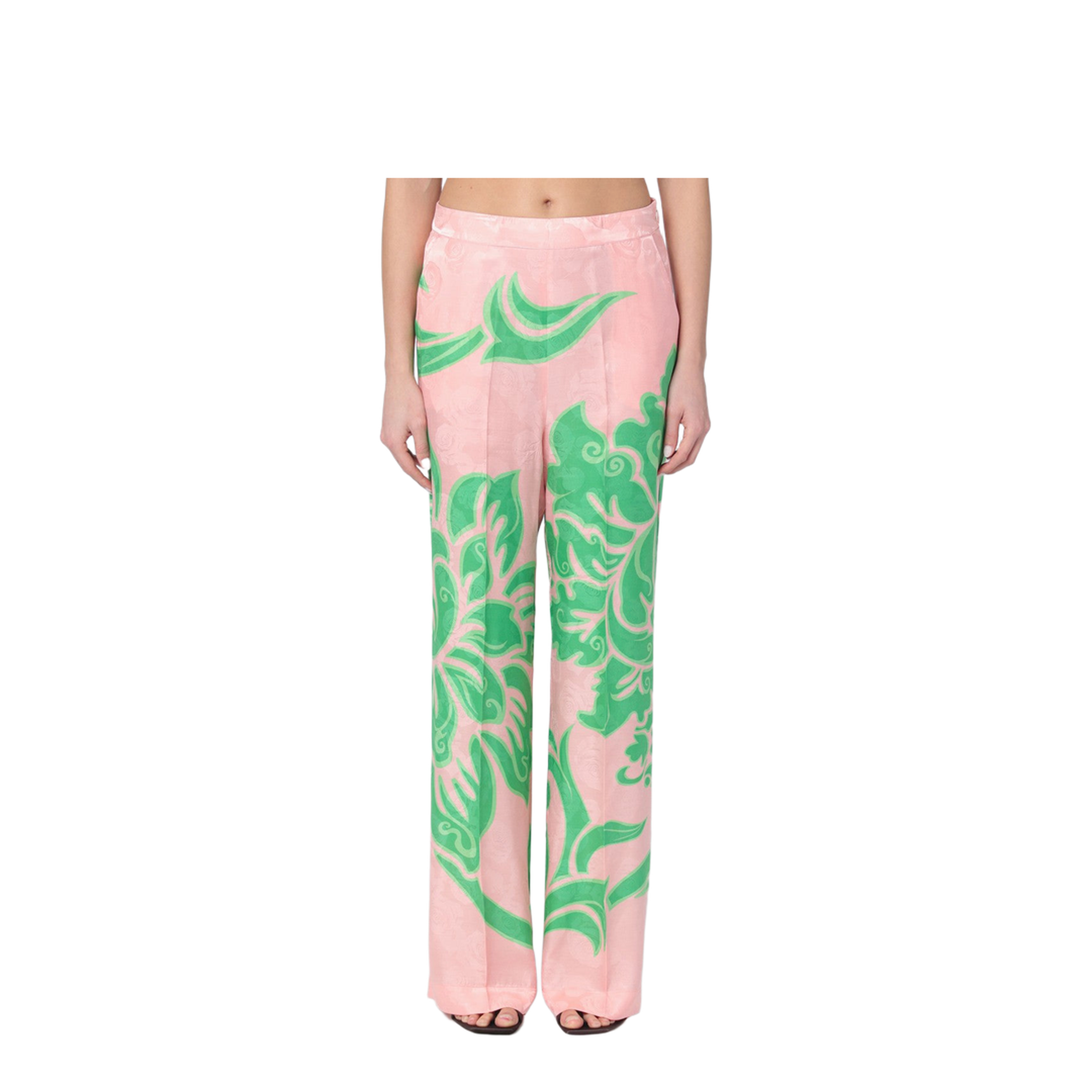 Wide Printed Trousers Blend