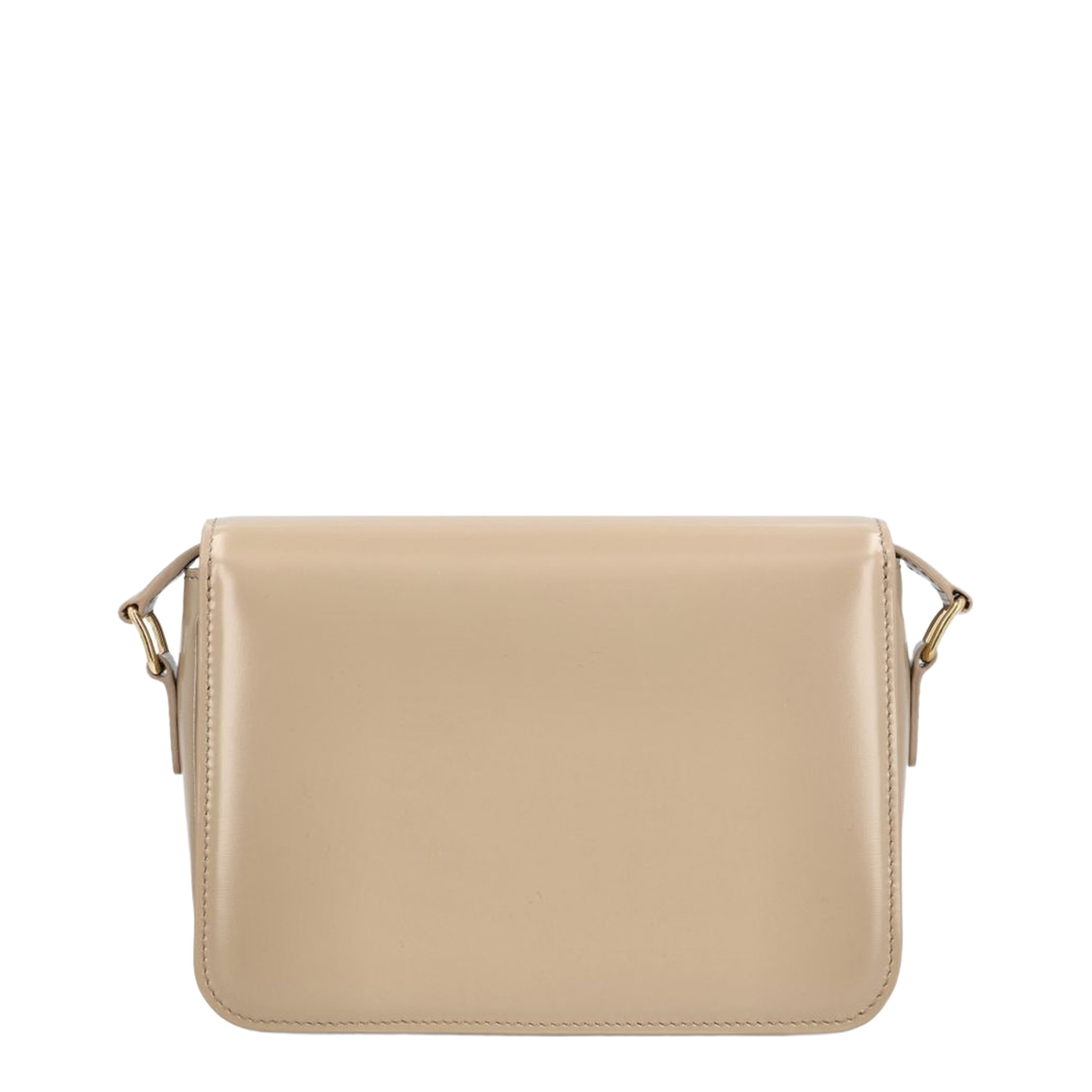 Triomphe Shiny Calfskin Crossbody Bag - Safari