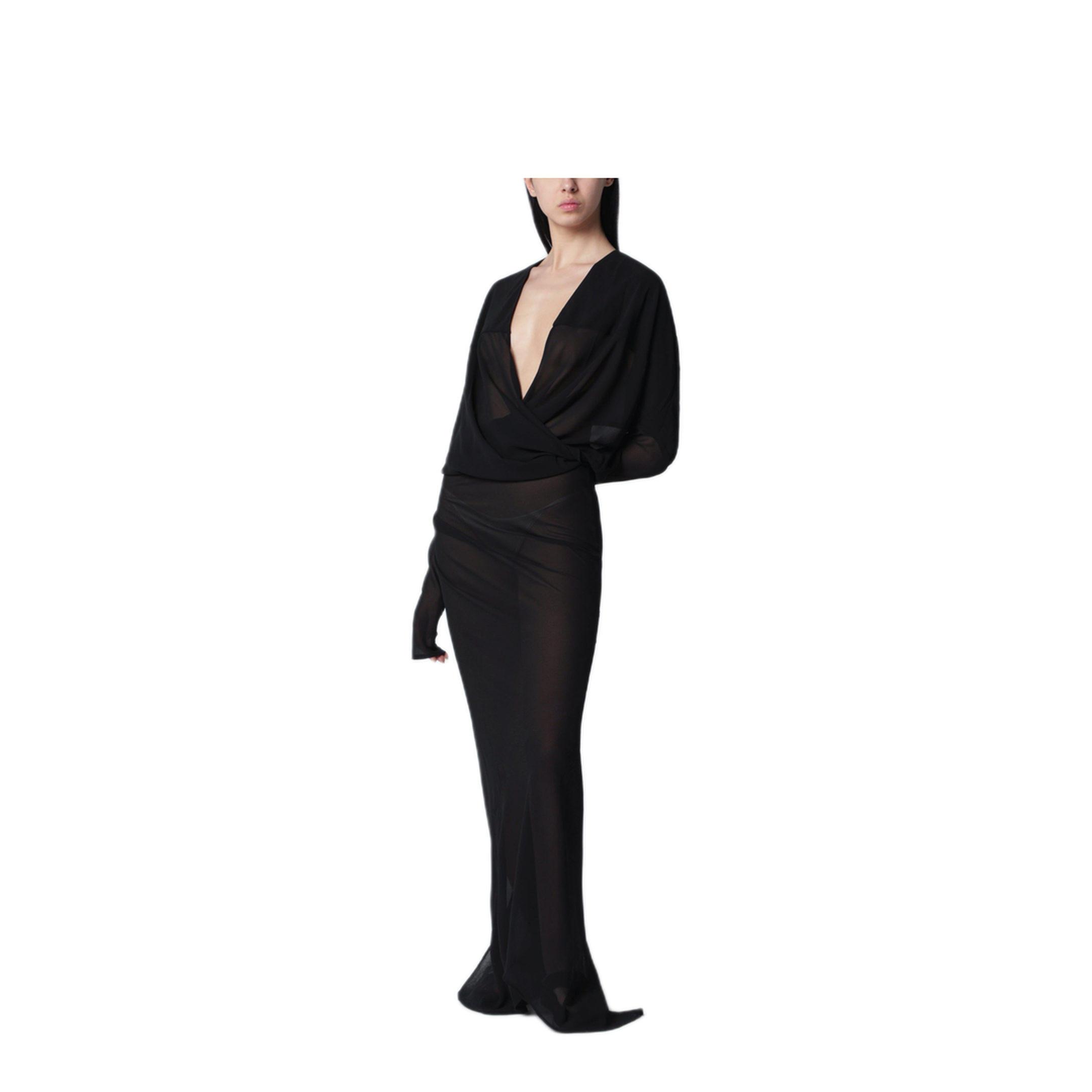 MAYFEYR - Entire Studios - Long Semi Sheer Black Dress - ESSS26DR02016PL0015