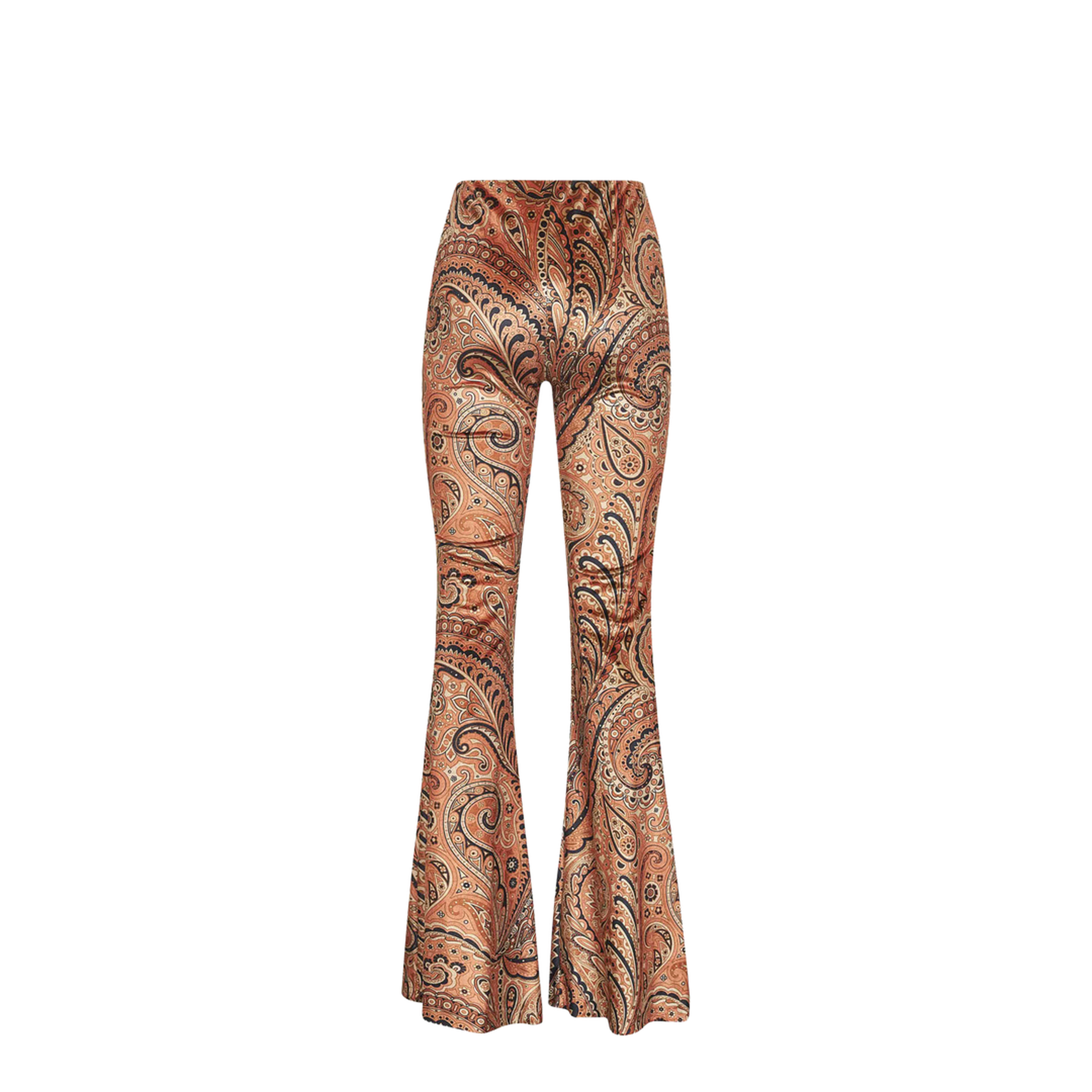 Paisley Print Flared Viscose Trousers