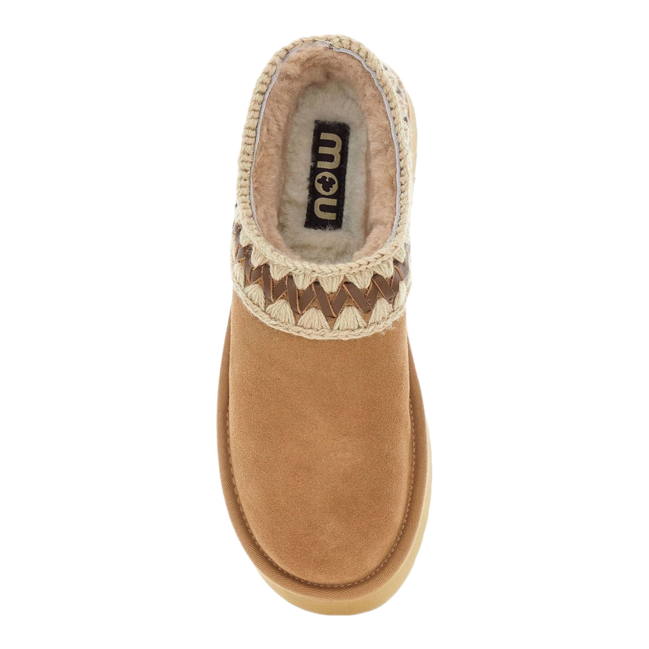 Platform Clog Suede Leather Stitching