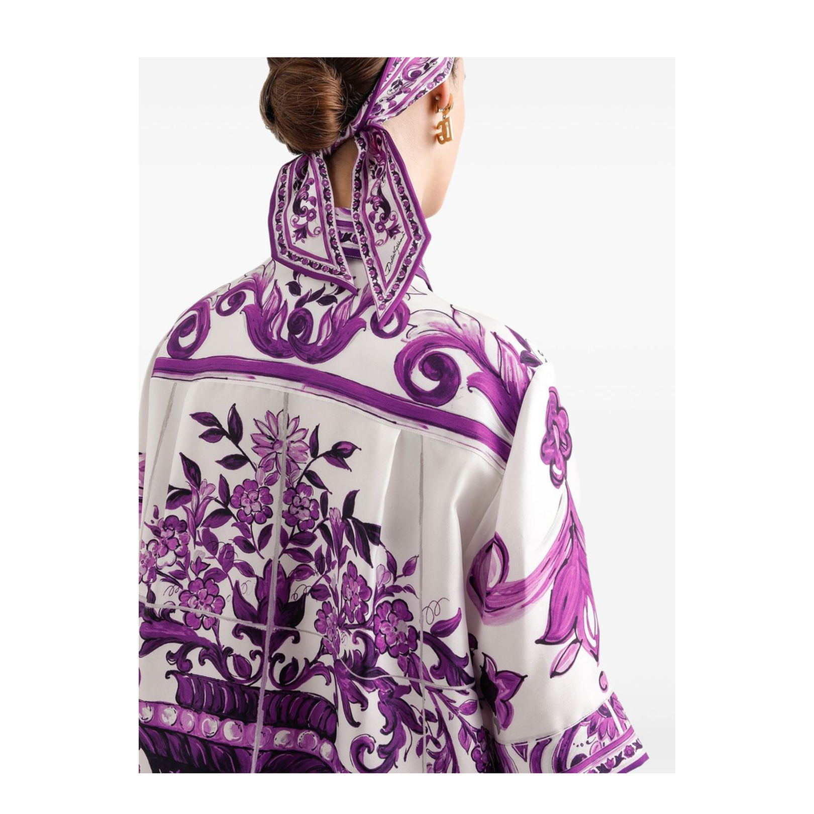 Majolica-print Silk Shirt in Multicolor