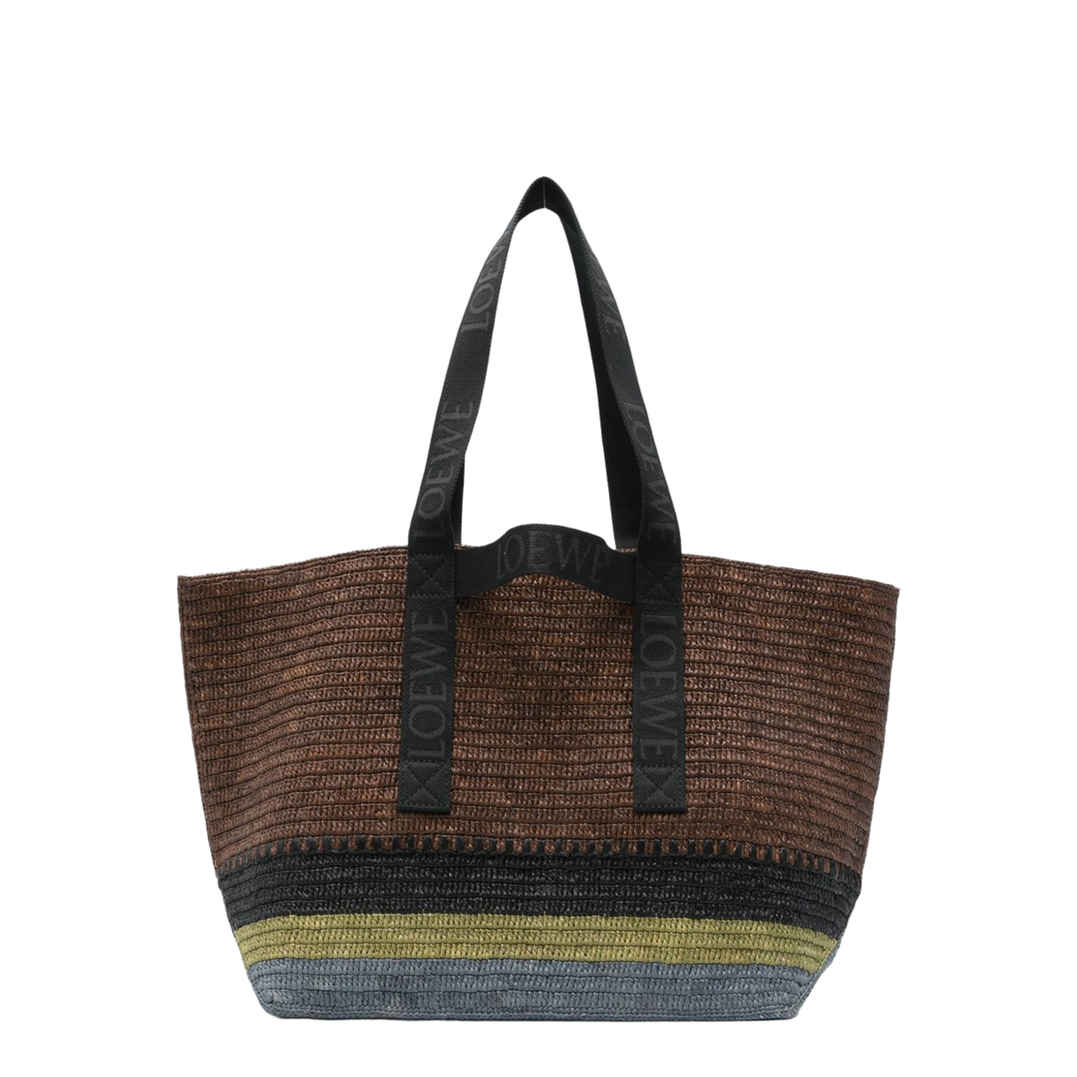 Fold Raffia Tote Bag - Brown