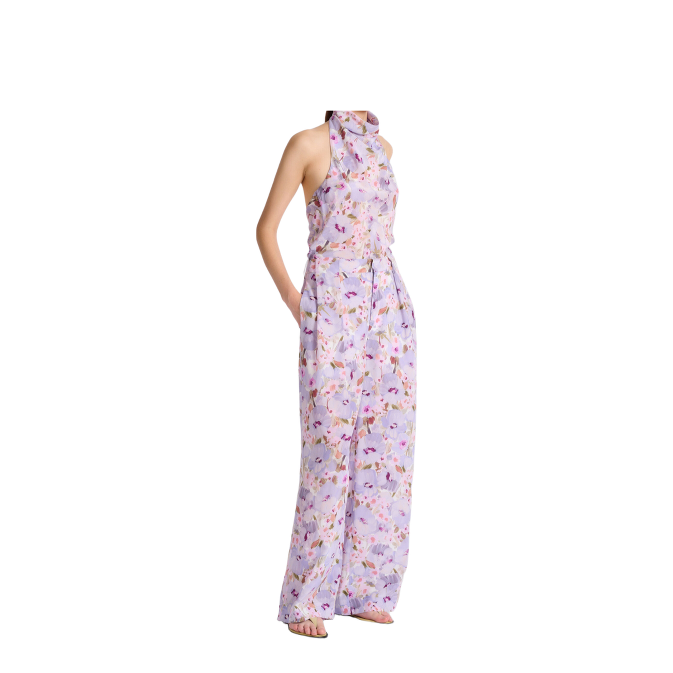 Silk Trousers with a Floral Motif