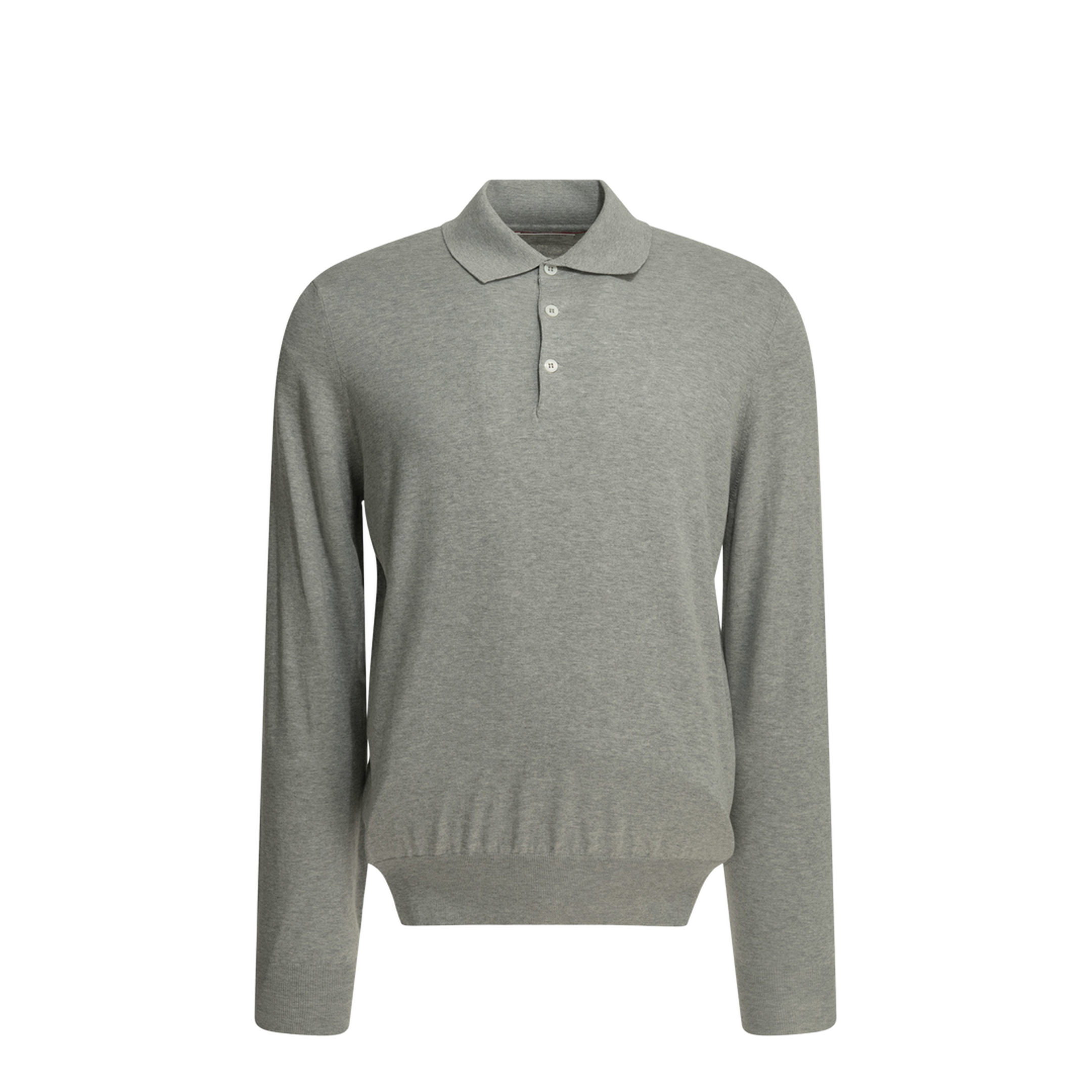 Buttons Long-Sleeve Polo Shirts Grey