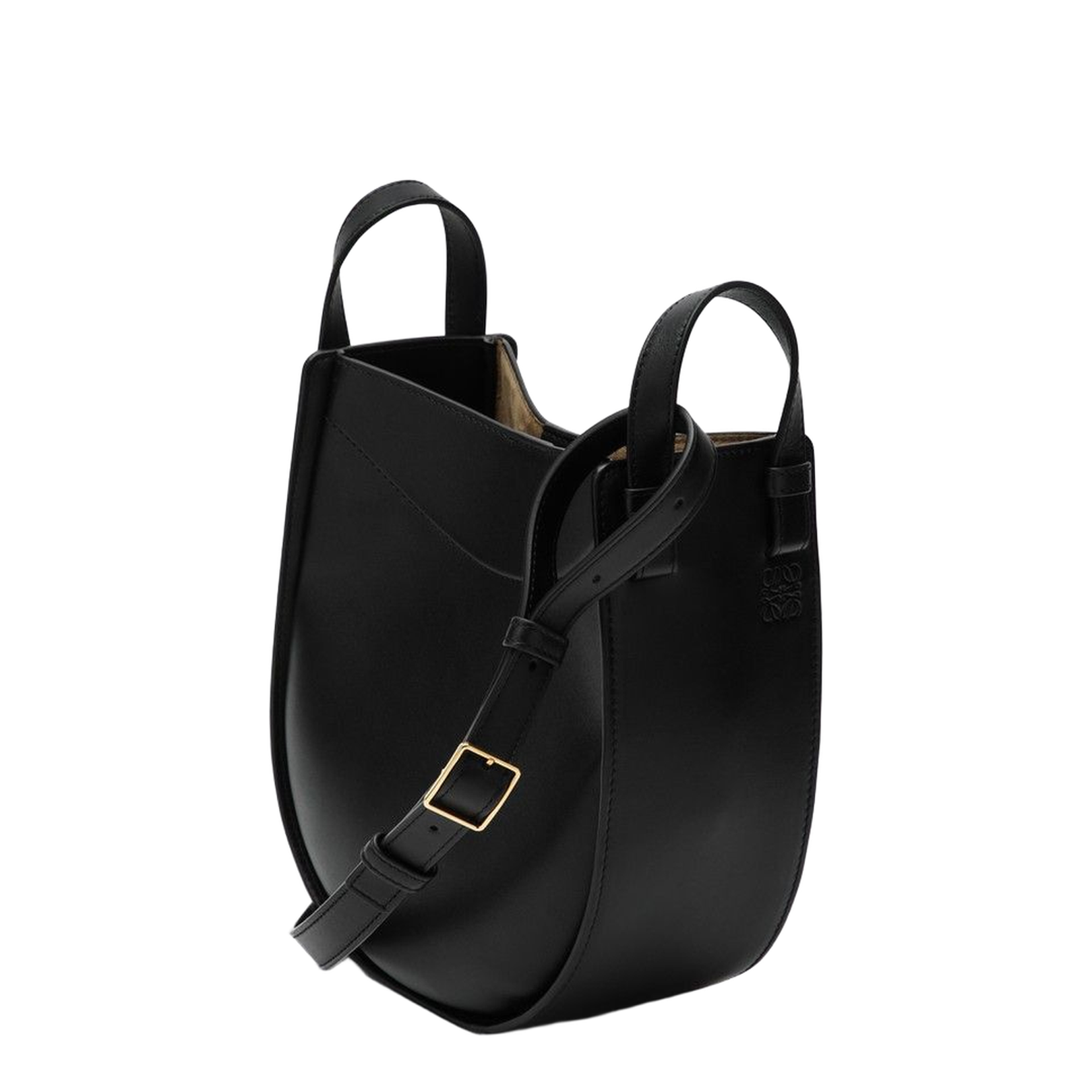 Hammock Slice Bag in Shiny Calfskin Black