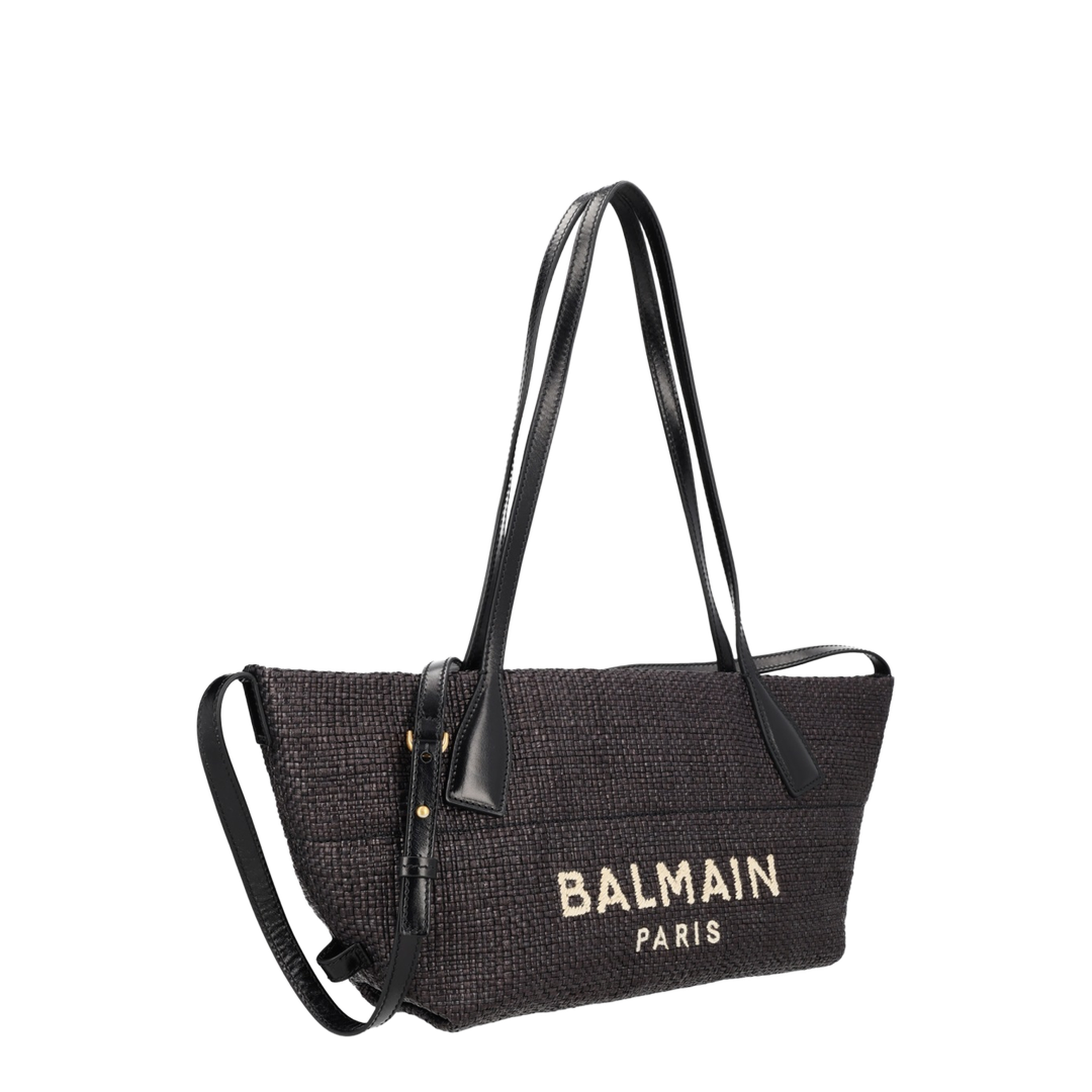 Small Track Tote Bag Raffia Black