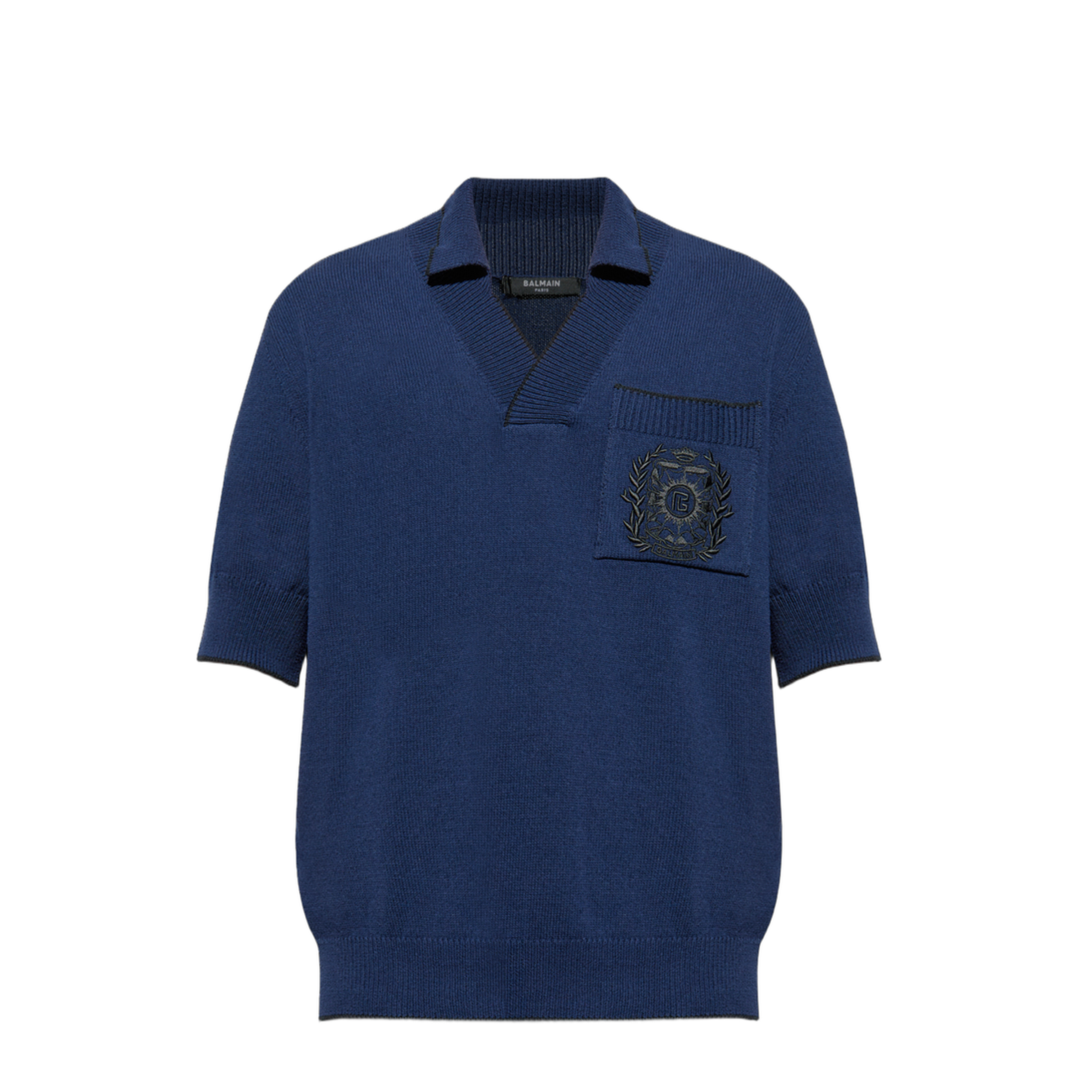 Écusson Embroidered Knit Polo Shirt Navy