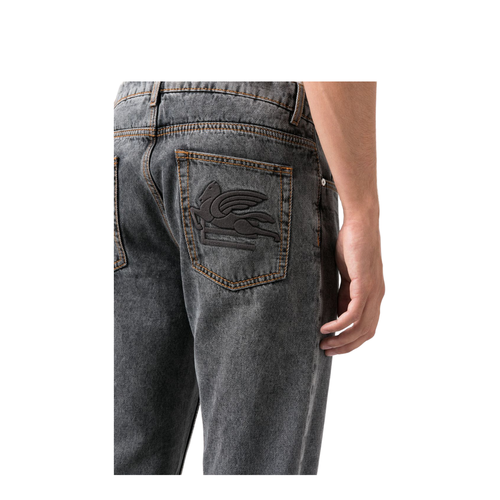 Tapered Jeans with Logo Embroidery