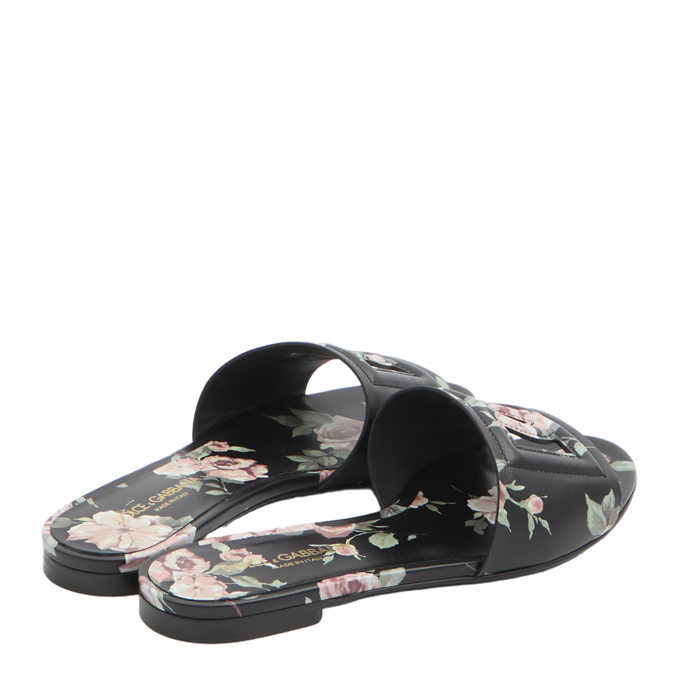 Black Slide Sandals with Cut Out Logo