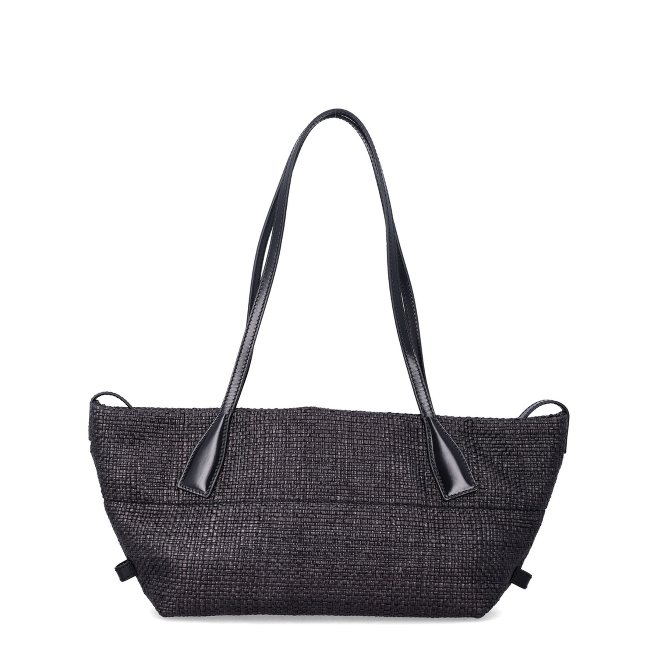 Small Track Tote Bag Raffia Black