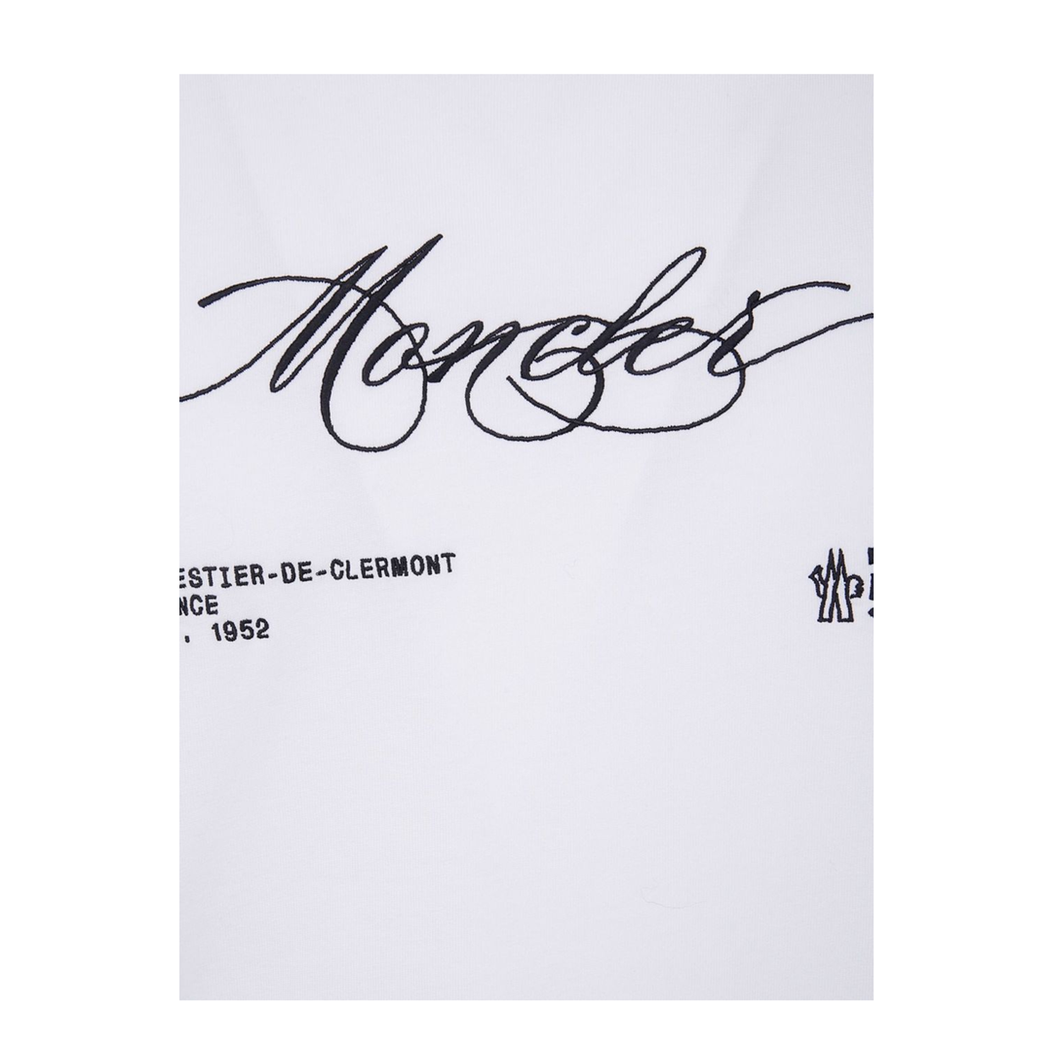 White Embroidered Logo Cotton T-Shirt