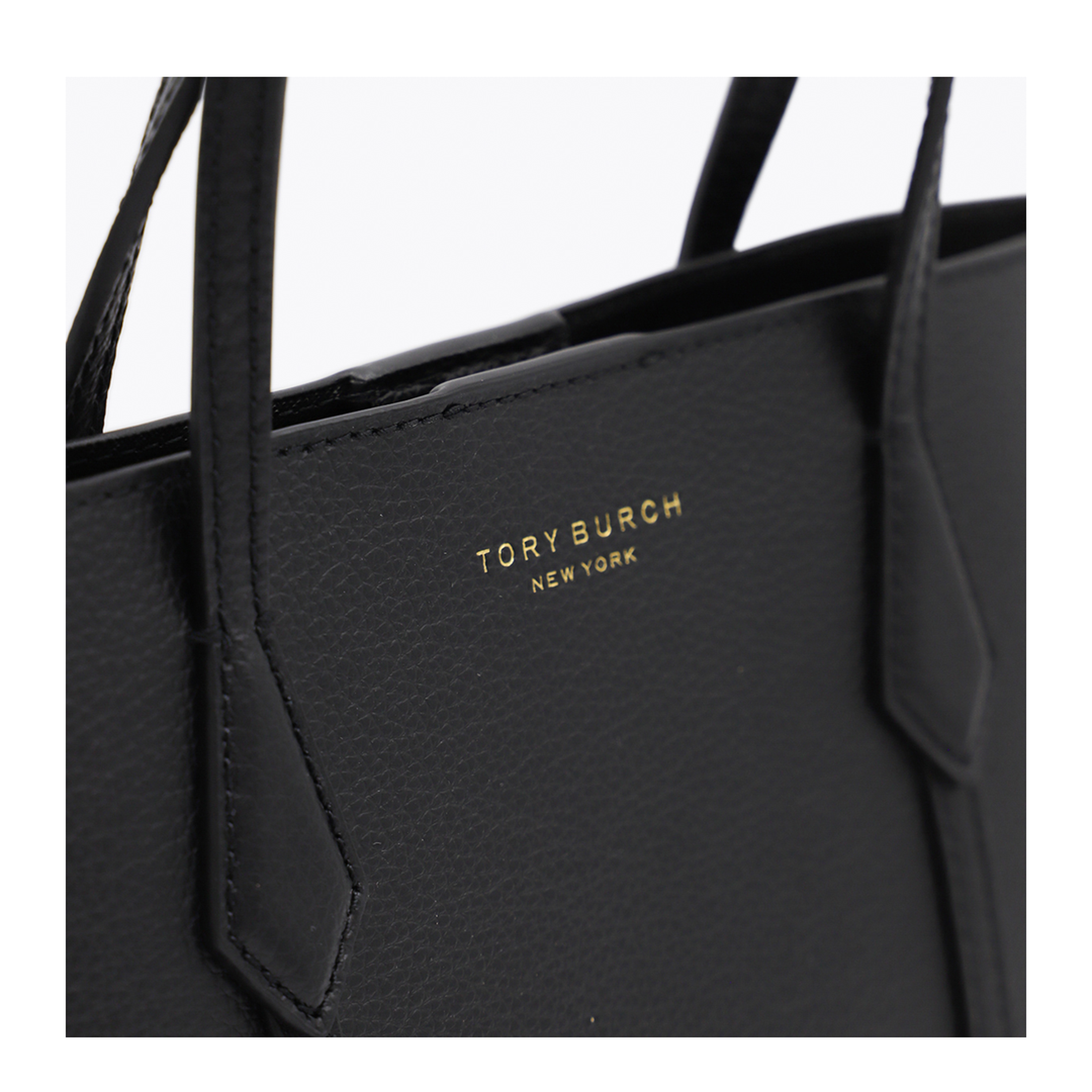 Perry Small Grained Leather Tote - Black