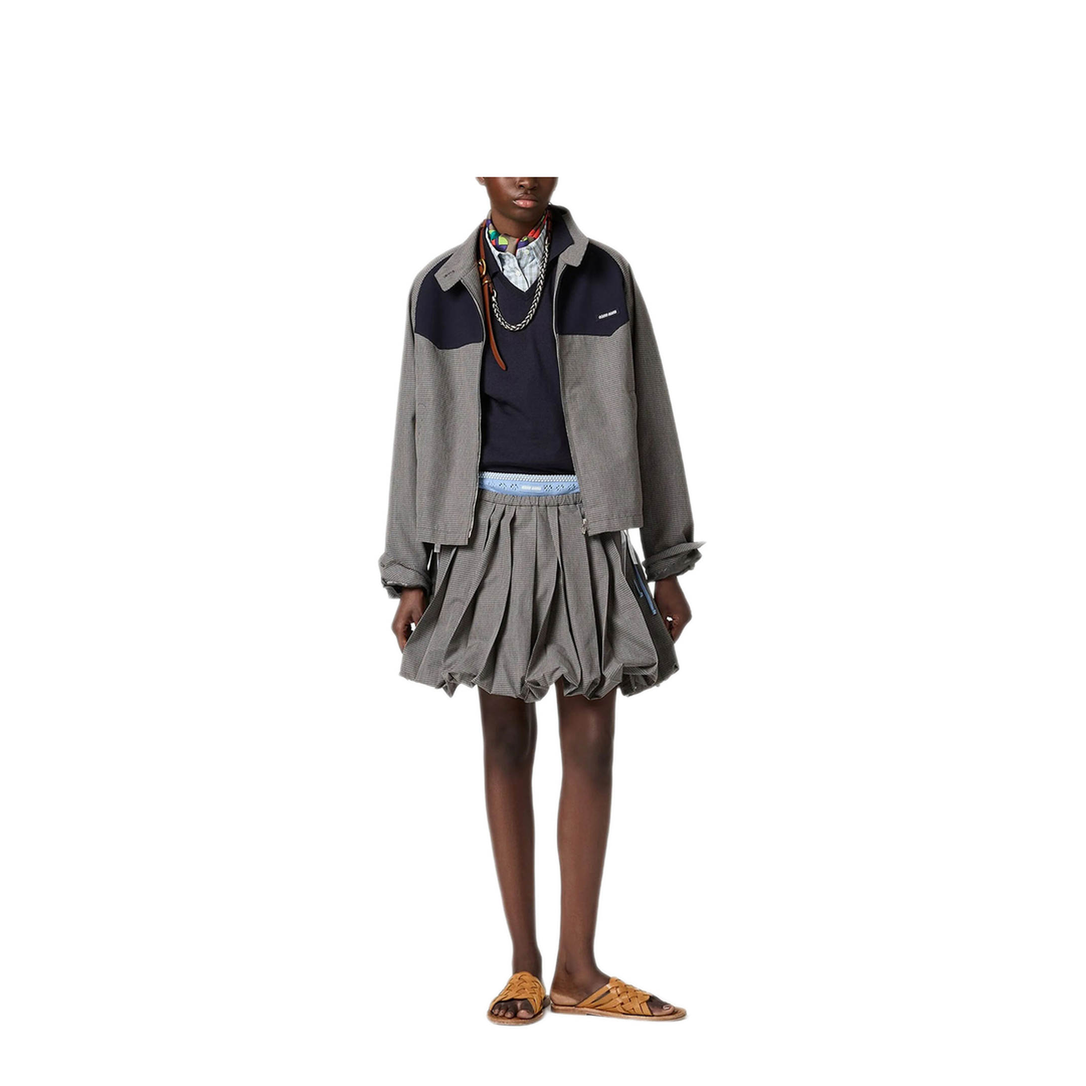 MAYFEYR - MIUMIU - Gingham Check Blouson Jacket - ML1501SOOO19OSF0031