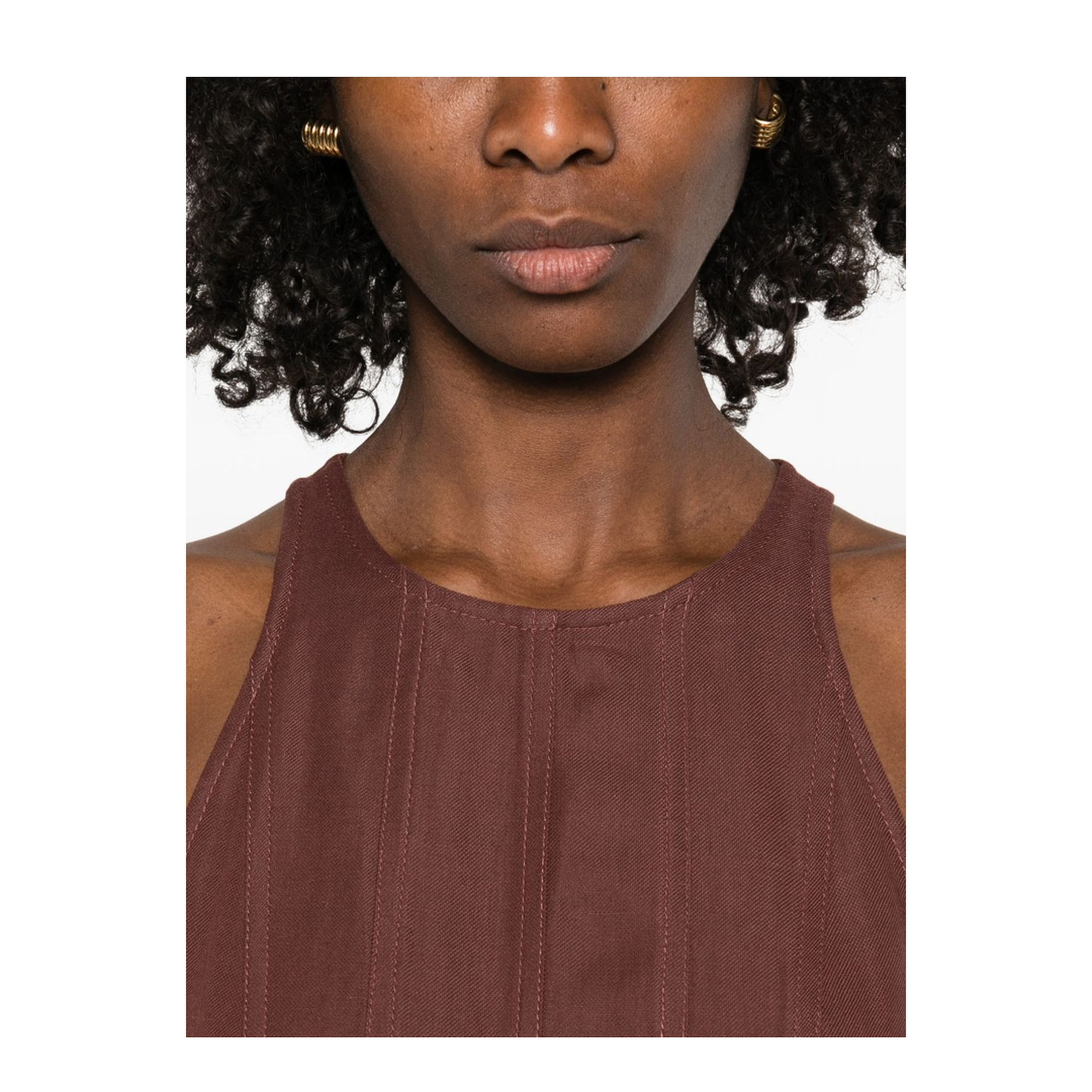 Sleeveless Panelled Midi Dress Brown