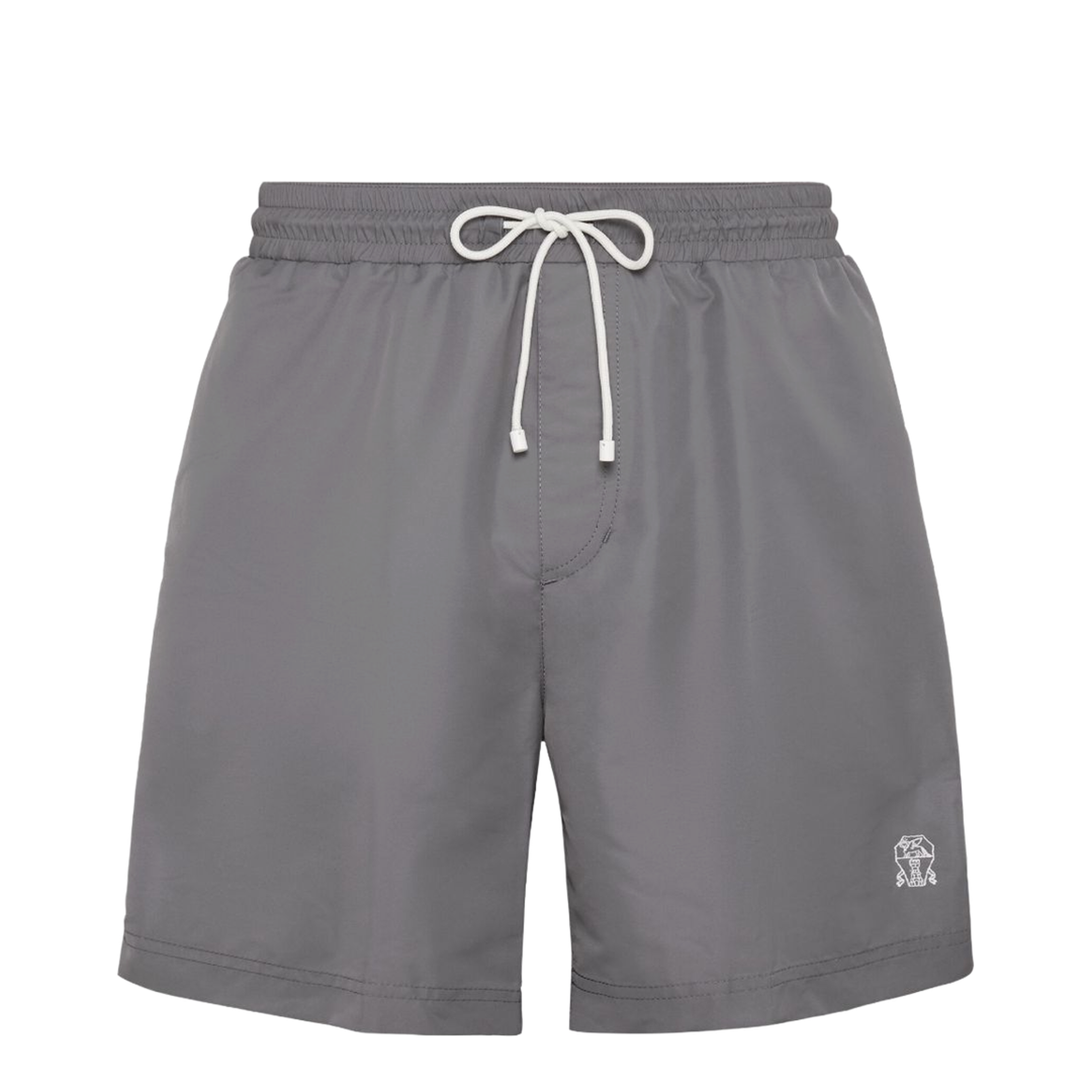 Logo-Embroidered Drawstring Swim Shorts - Grey