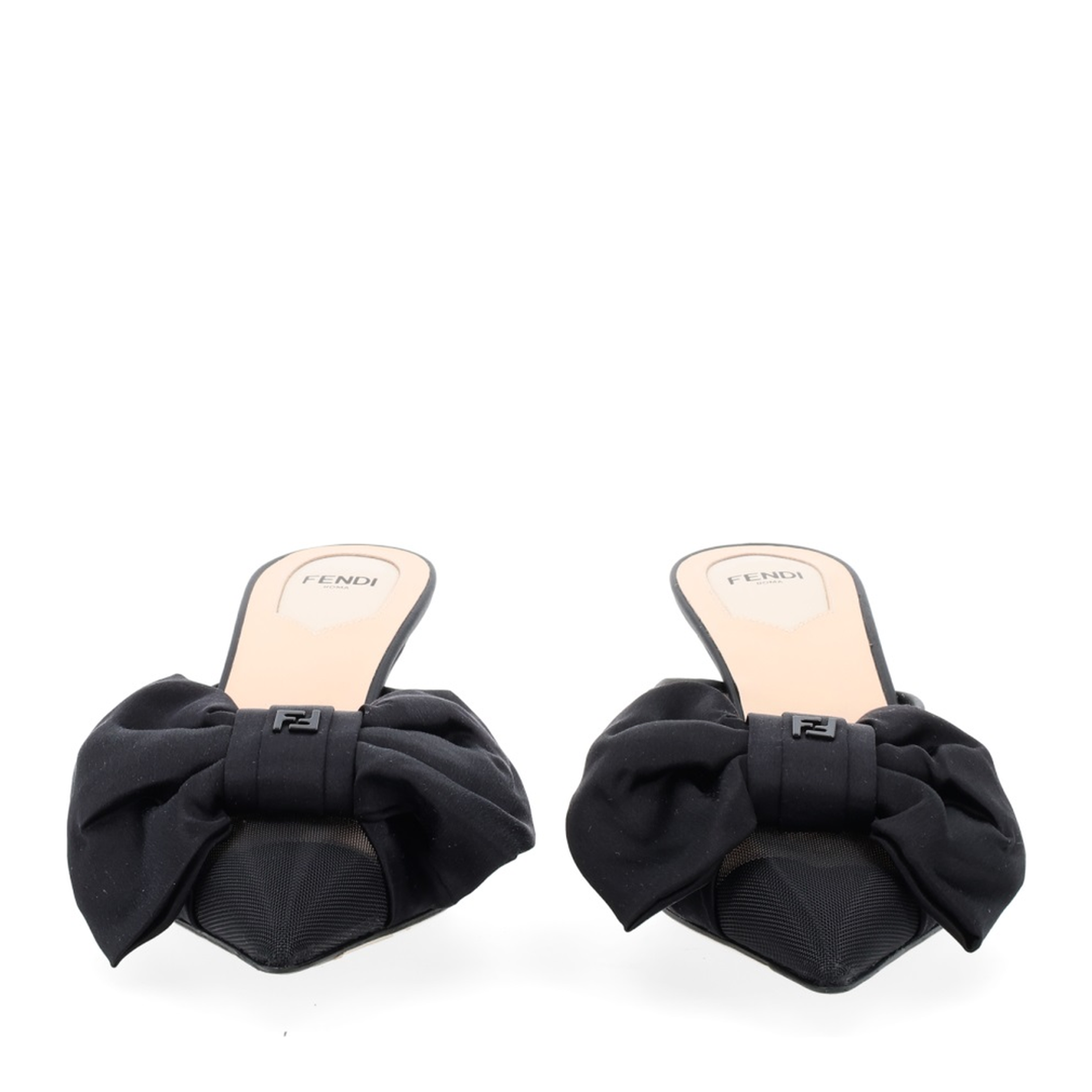 Black Satin Medium-Heeled Sabots