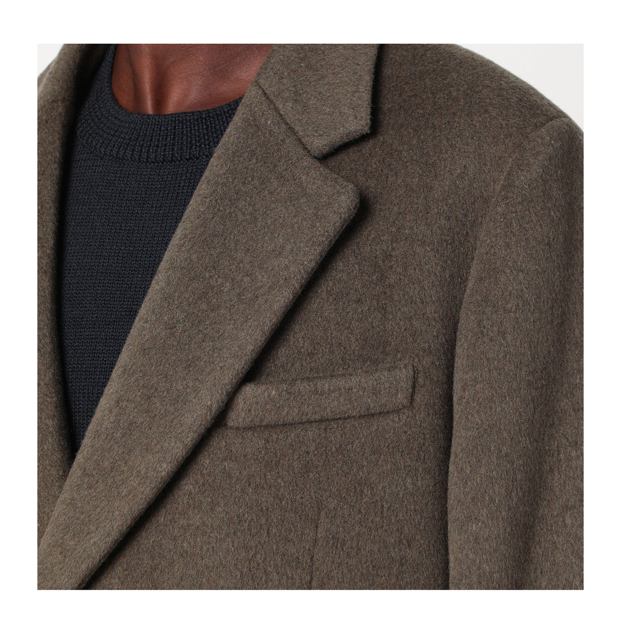 Moss-coloured wool blend coat