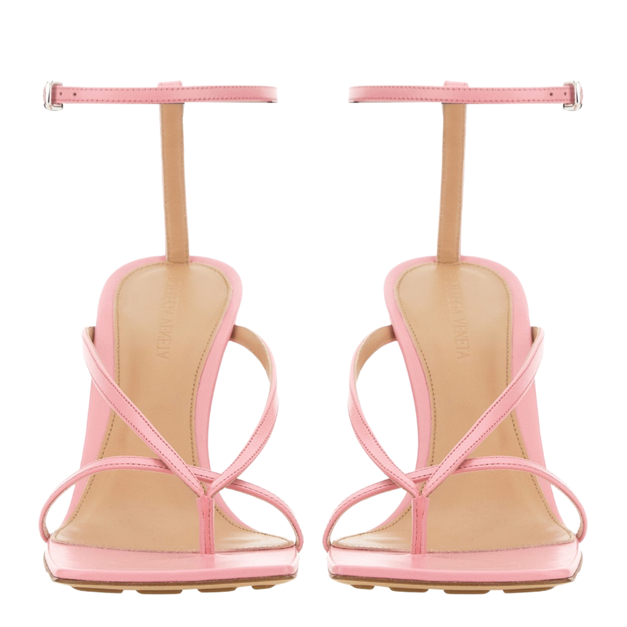 Pink Leather Stretch Sandals