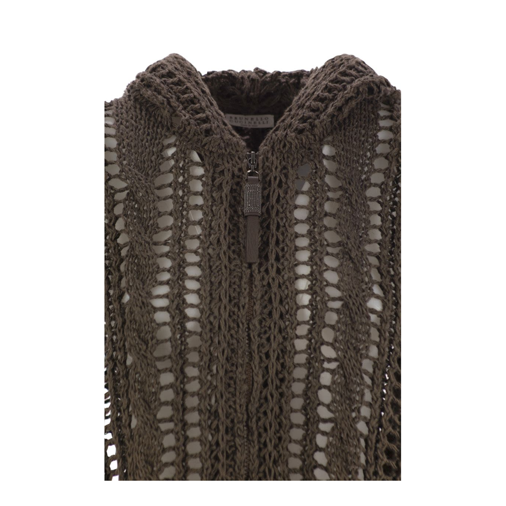 Cable & Mesh Jute And Cotton Cardigan