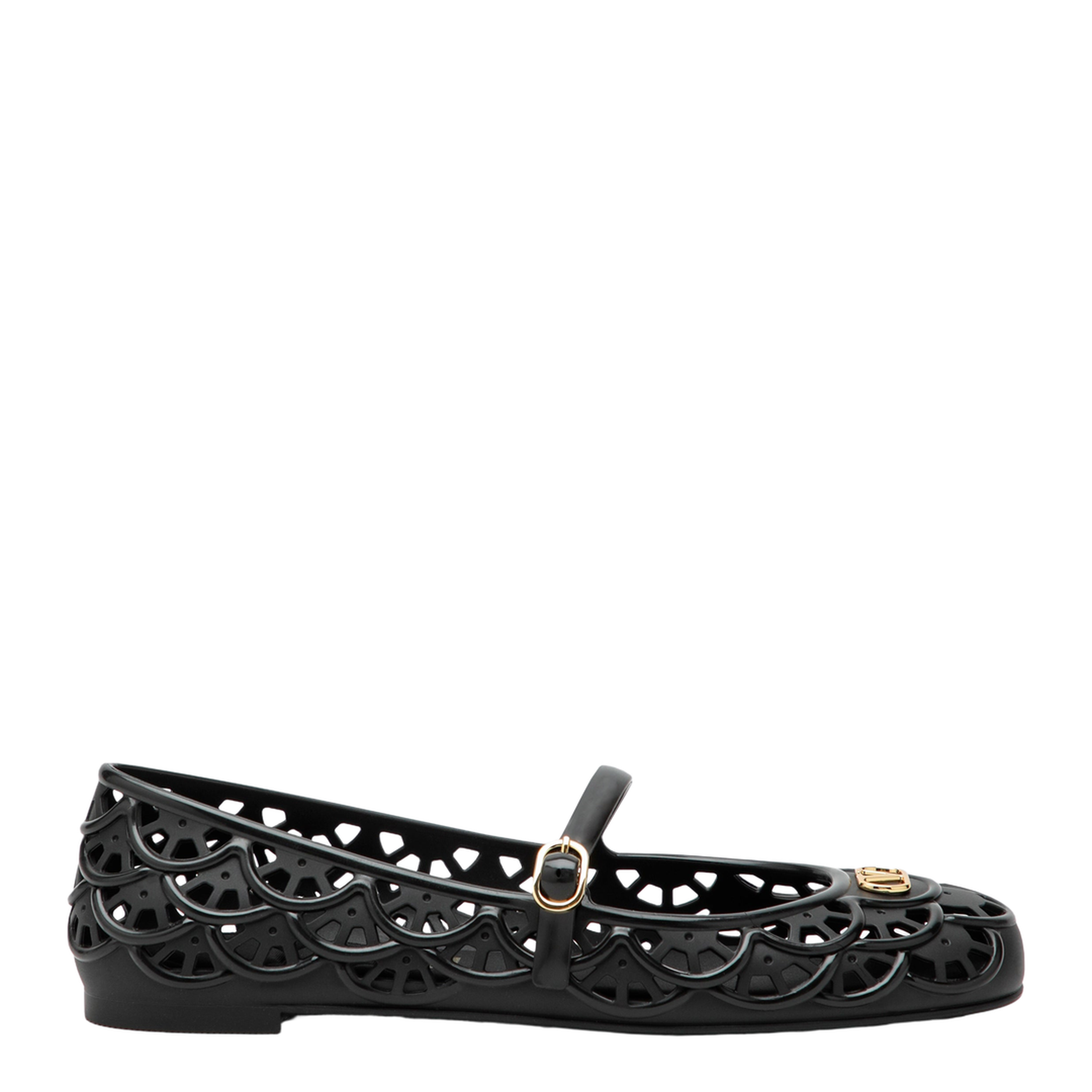 MAYFEYR - Valentino - Black Vlogo Signature Rubber Ballet Flats - 9W2S0PV9RMC0NO