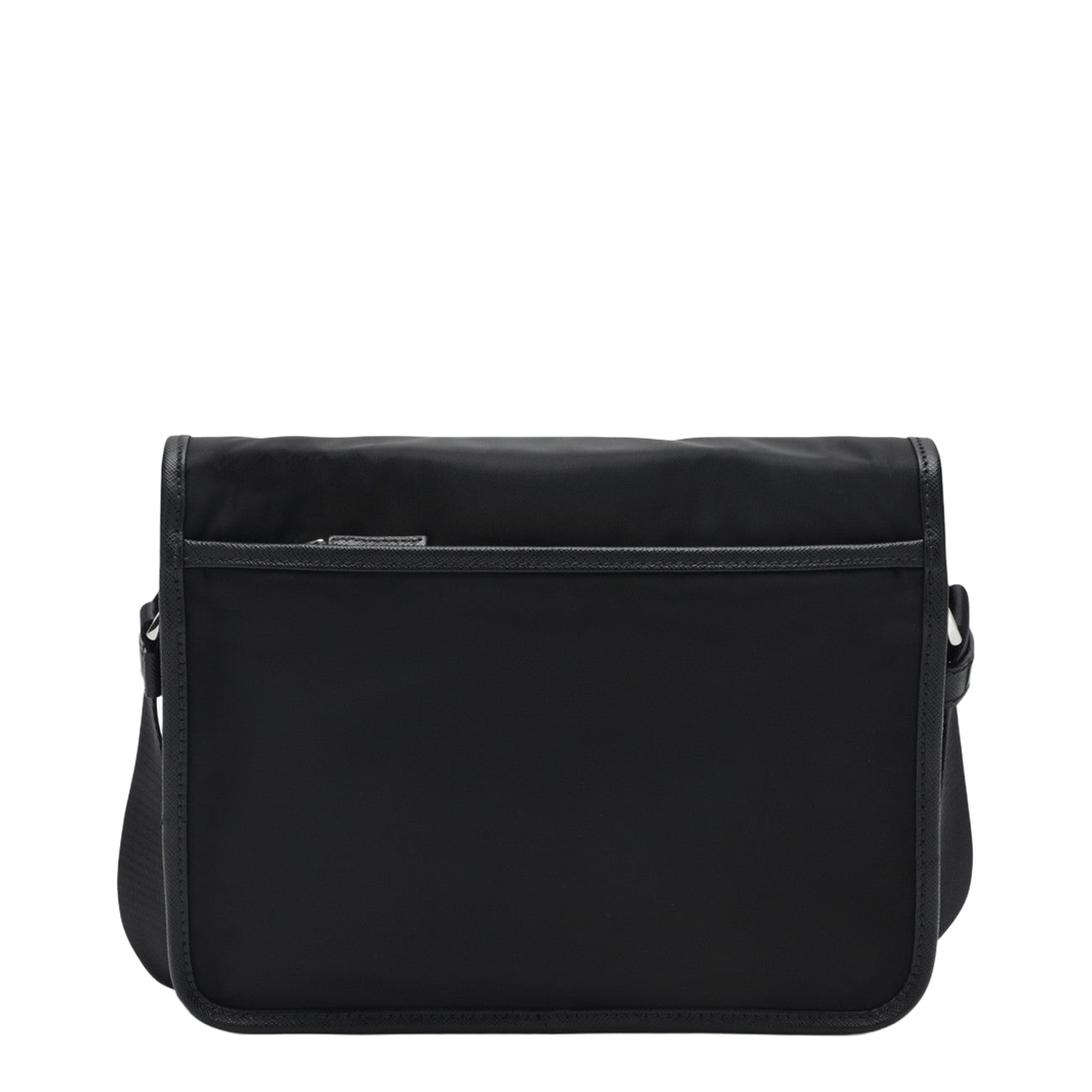 Black Shoulder Bag in Re-Nylon and Saffiano Leather