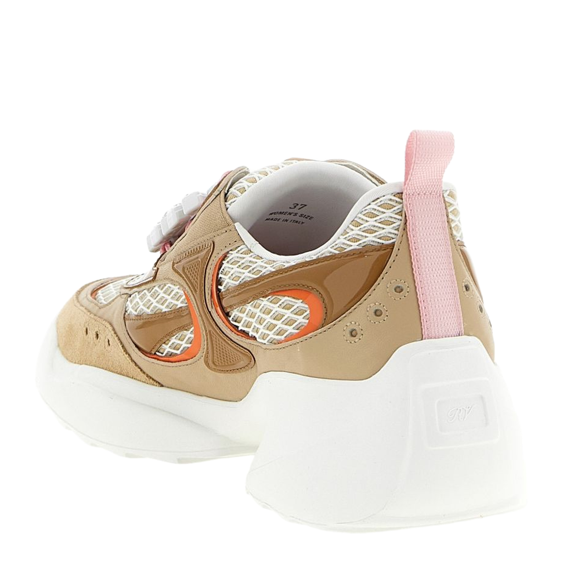 Viv' on the Run Sneakers in Leather and Fabric Beige