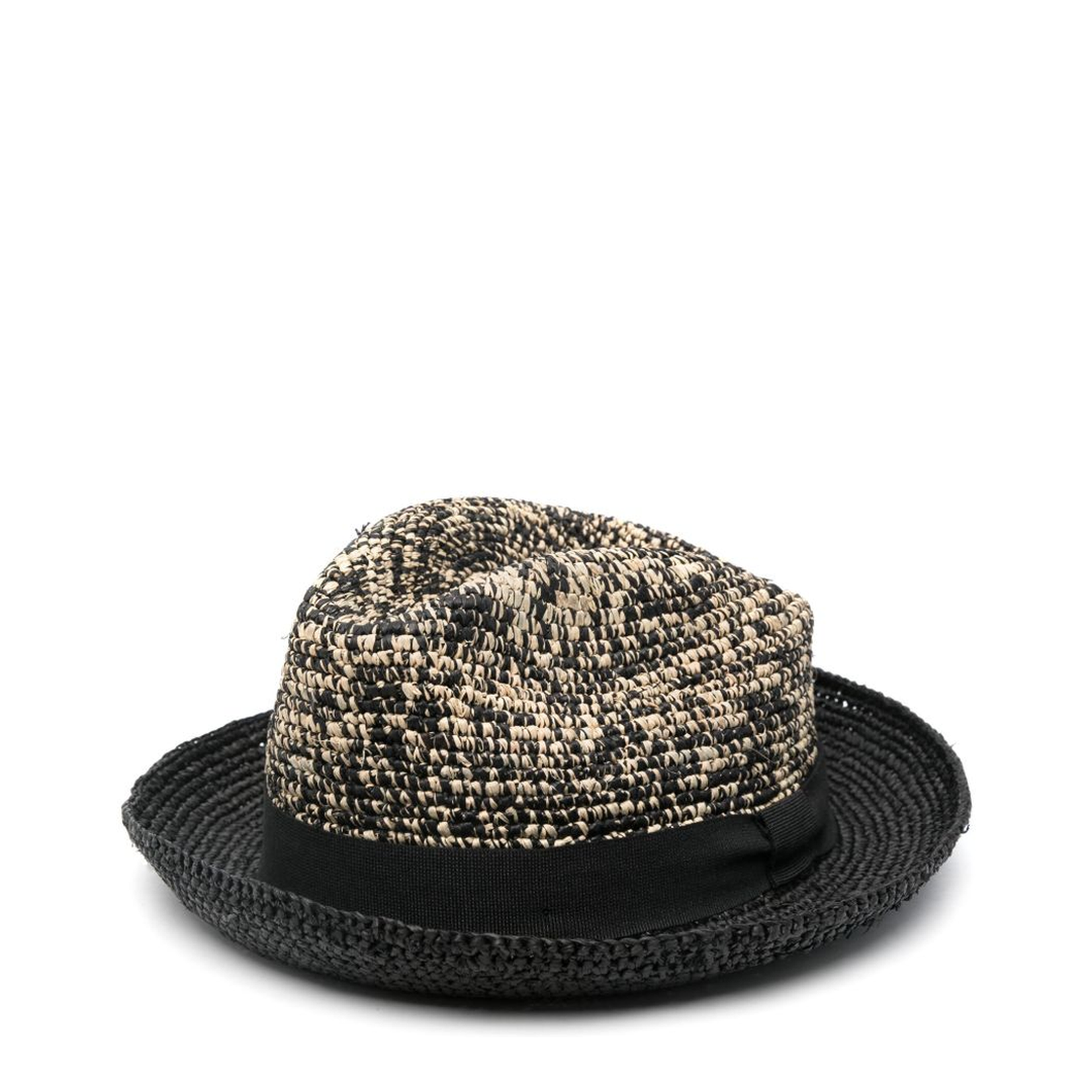 Black Straw Hat - Stylish Two-Tone Design