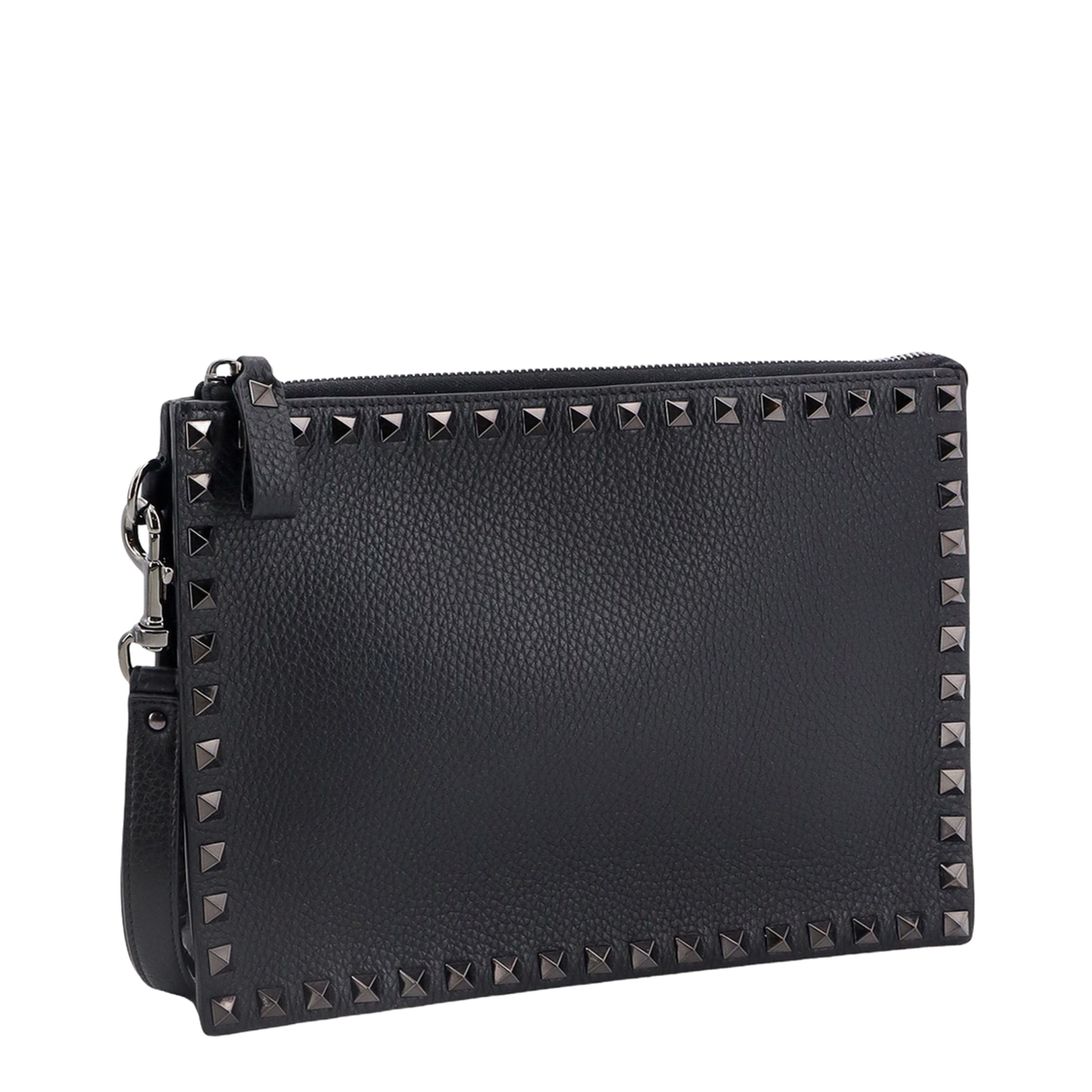 Black leather Rockstud clutch