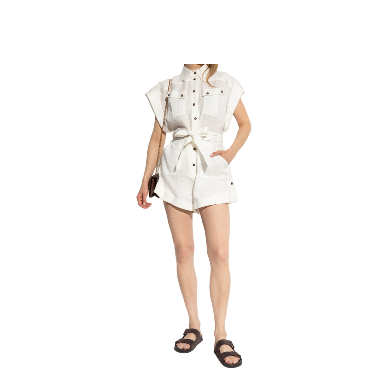 Shirt Collar Wide Sleeve Short Sleeve Belted