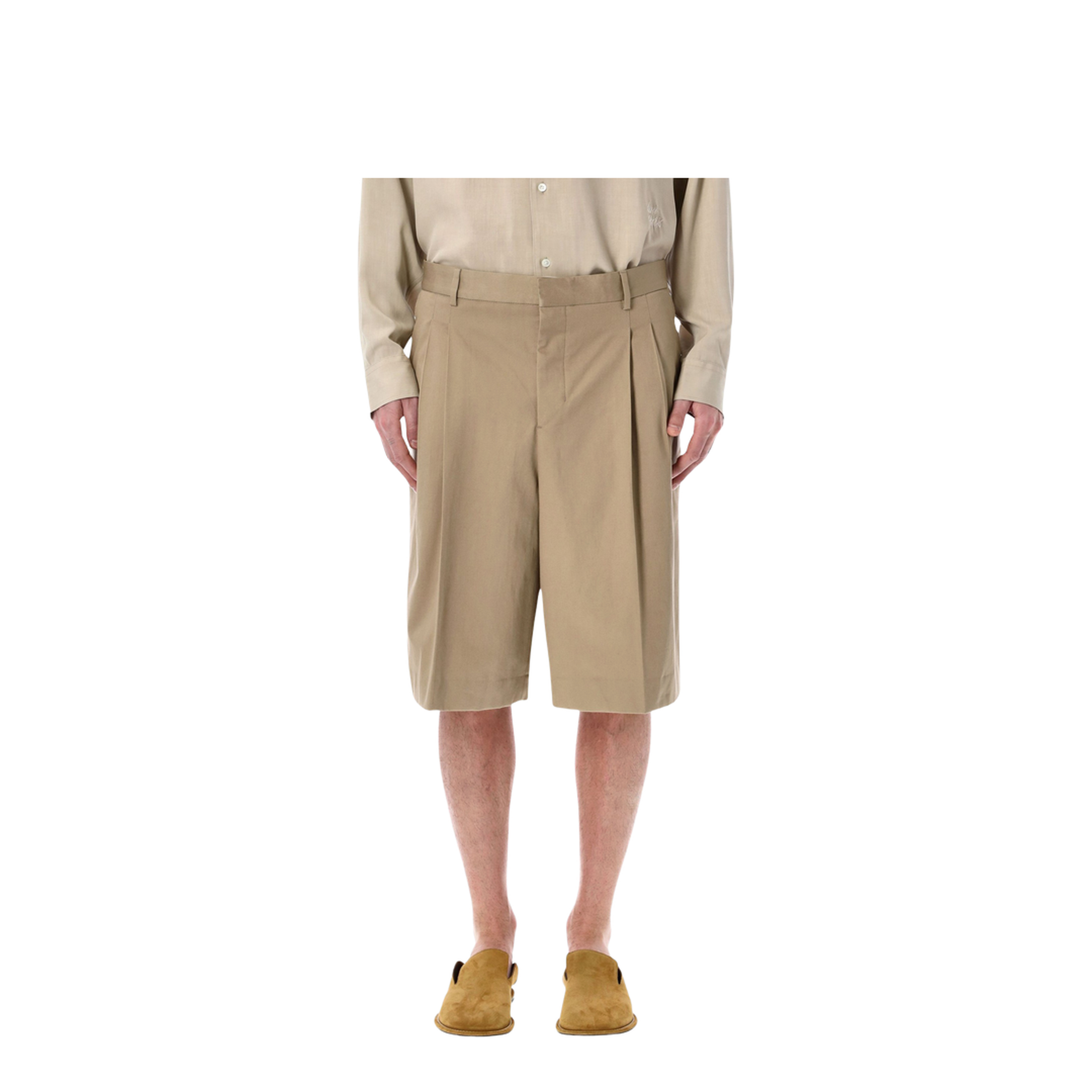 Beige Virgin Wool Shorts