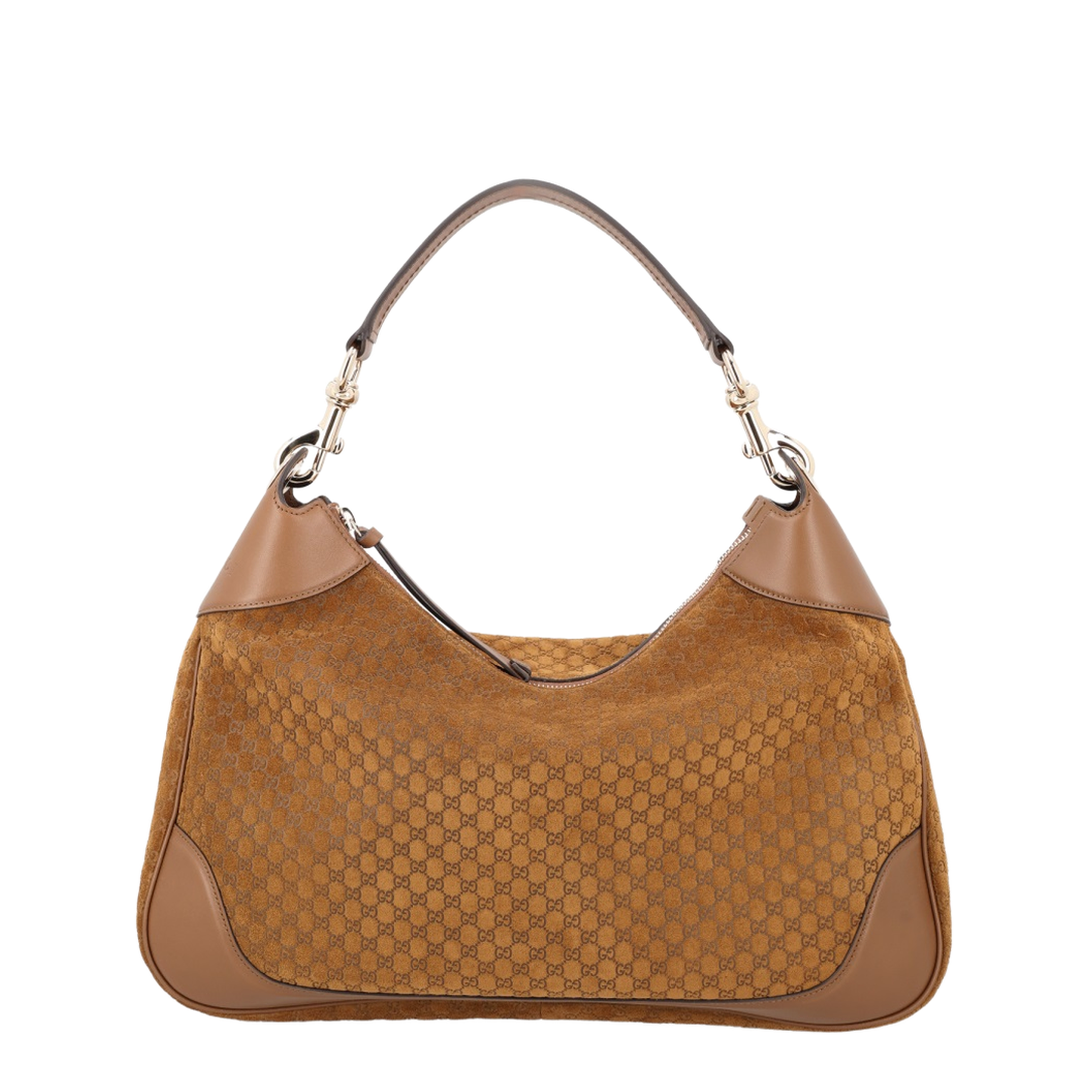 B Medium Suede Shoulder Bag - Pepper Brown