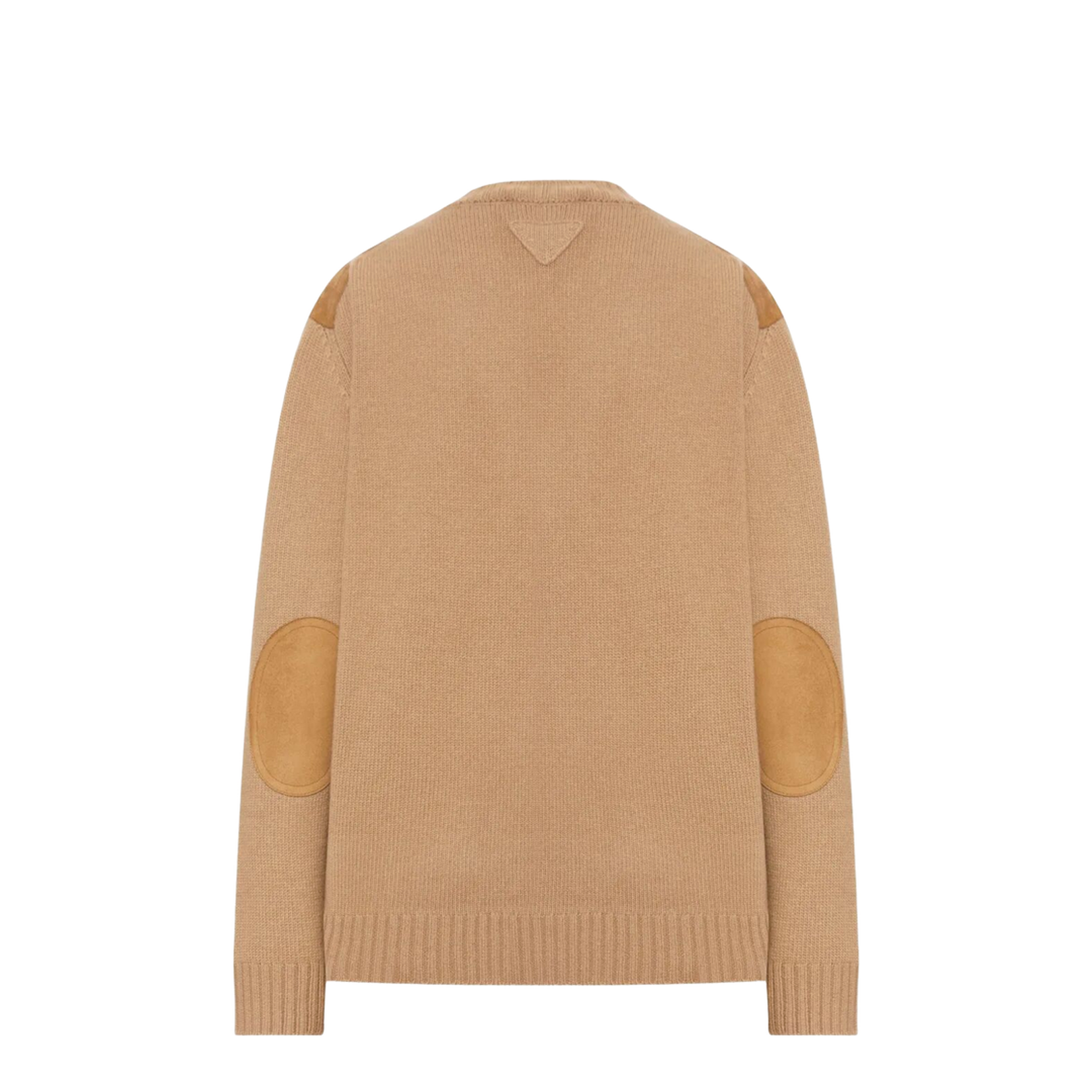 Suede-Panel V-Neck Wool Sweater