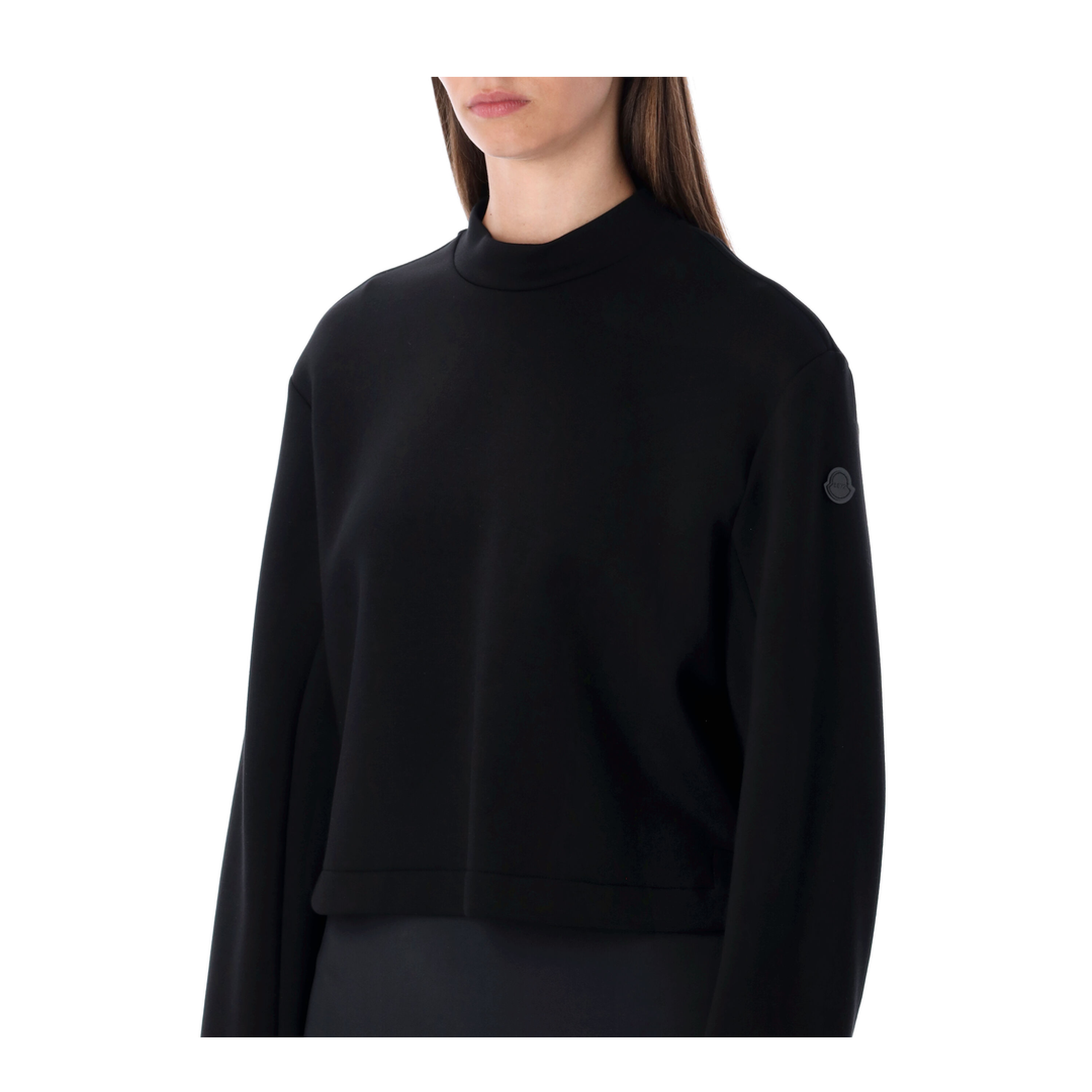 Black Sweatshirt with Asymmetric Hem